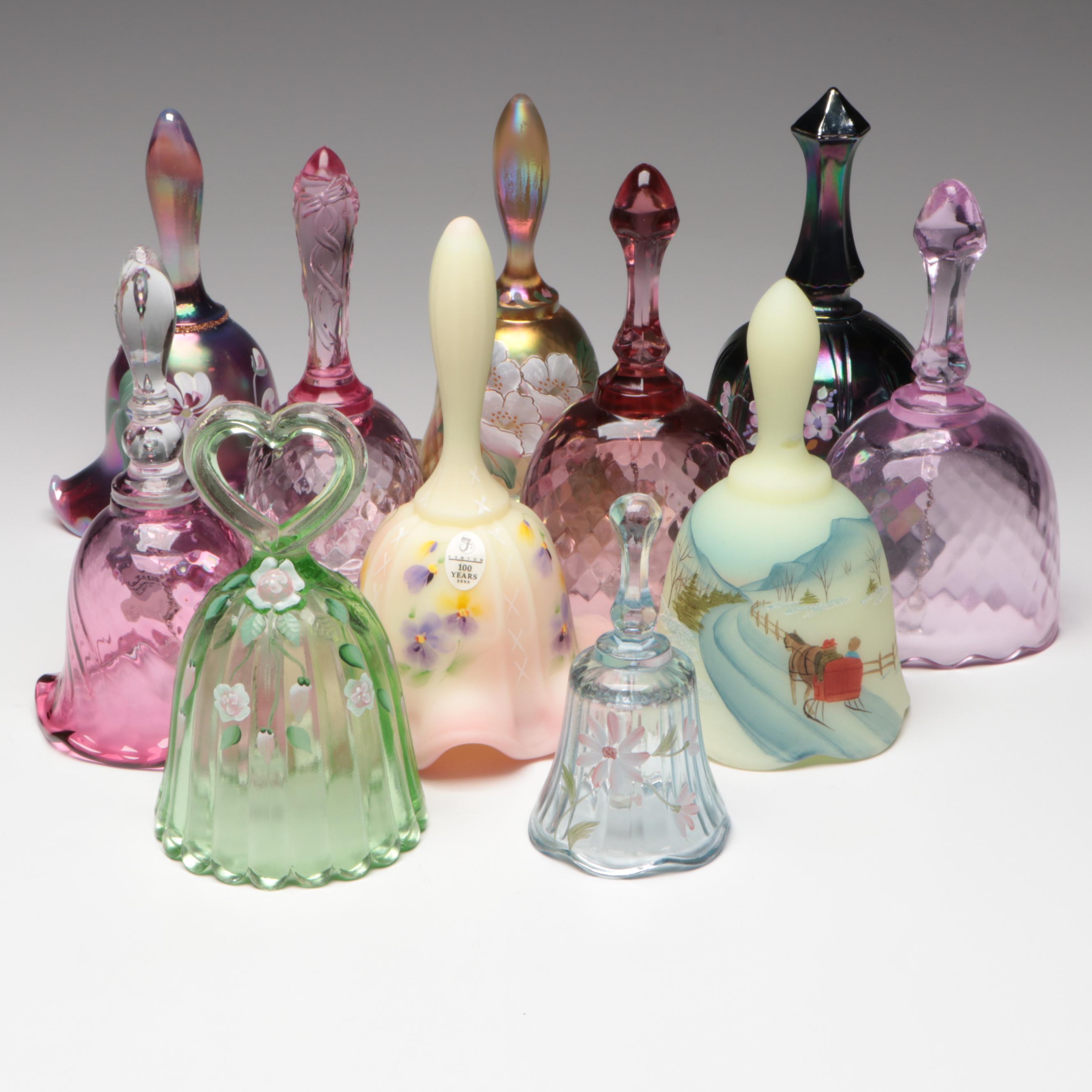 Fenton Museum Collection Custard Glass Bell with More Glass Bells