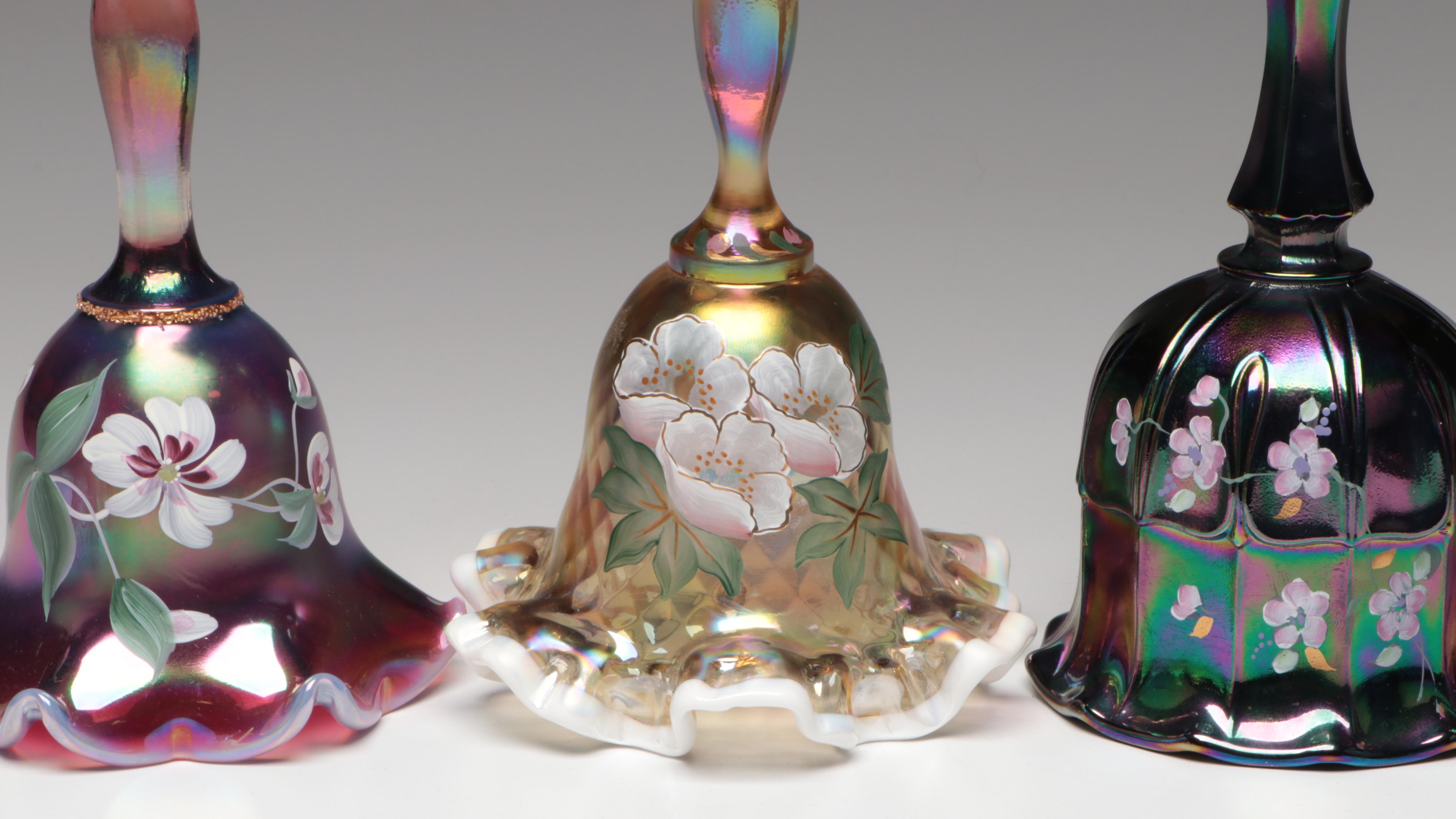 Fenton Museum Collection Custard Glass Bell with More Glass Bells