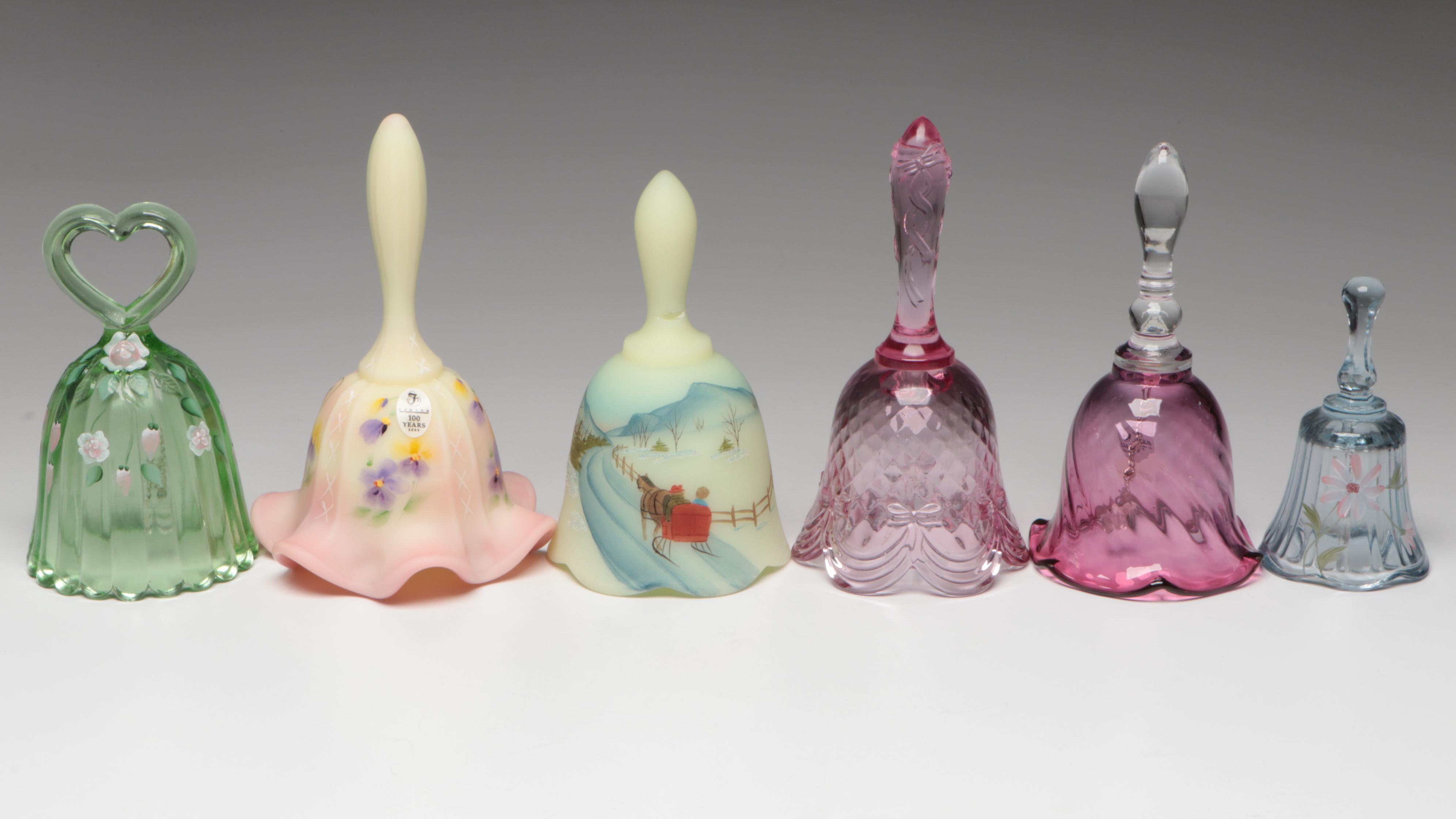 Fenton Museum Collection Custard Glass Bell with More Glass Bells