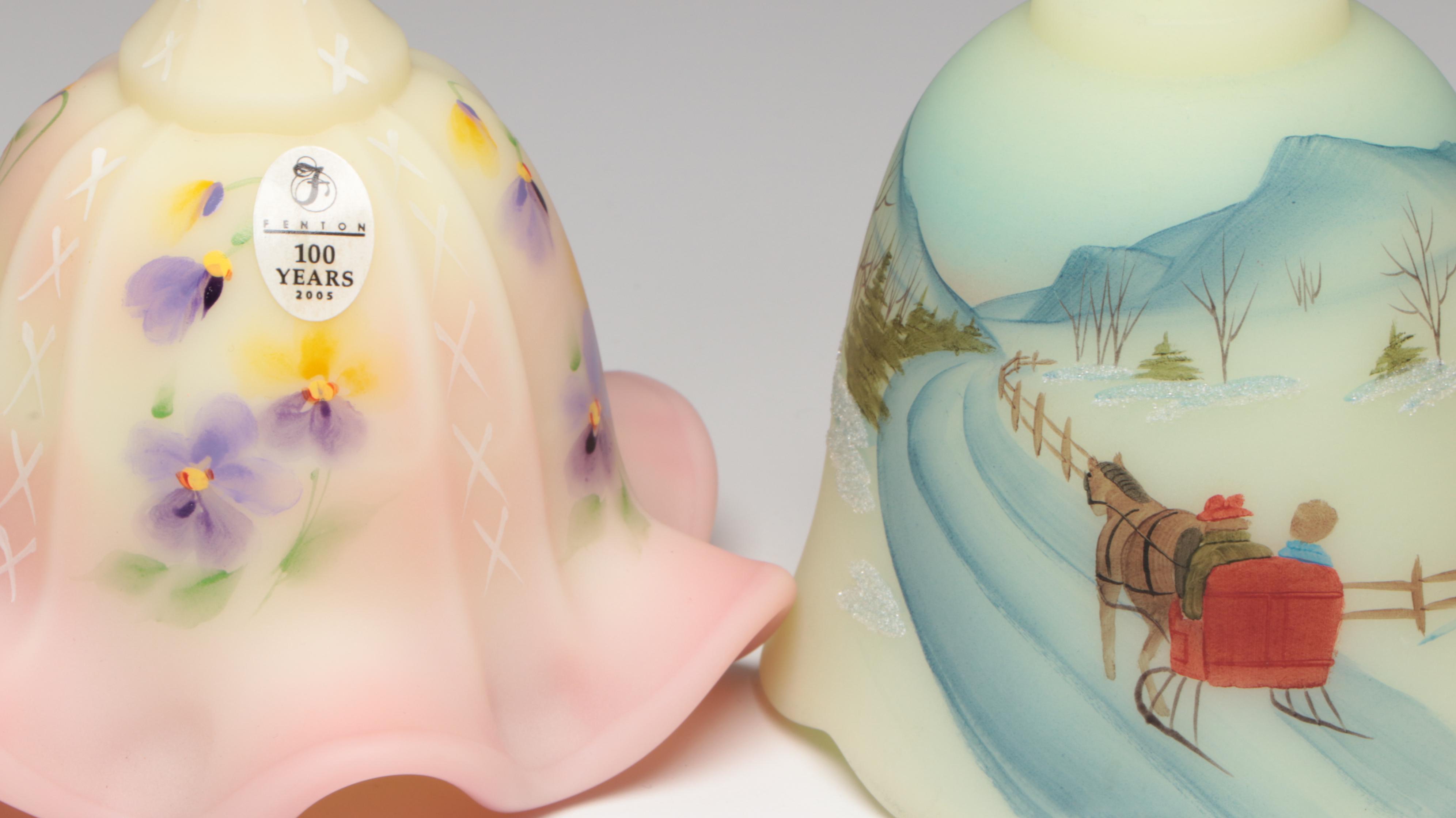 Fenton Museum Collection Custard Glass Bell with More Glass Bells