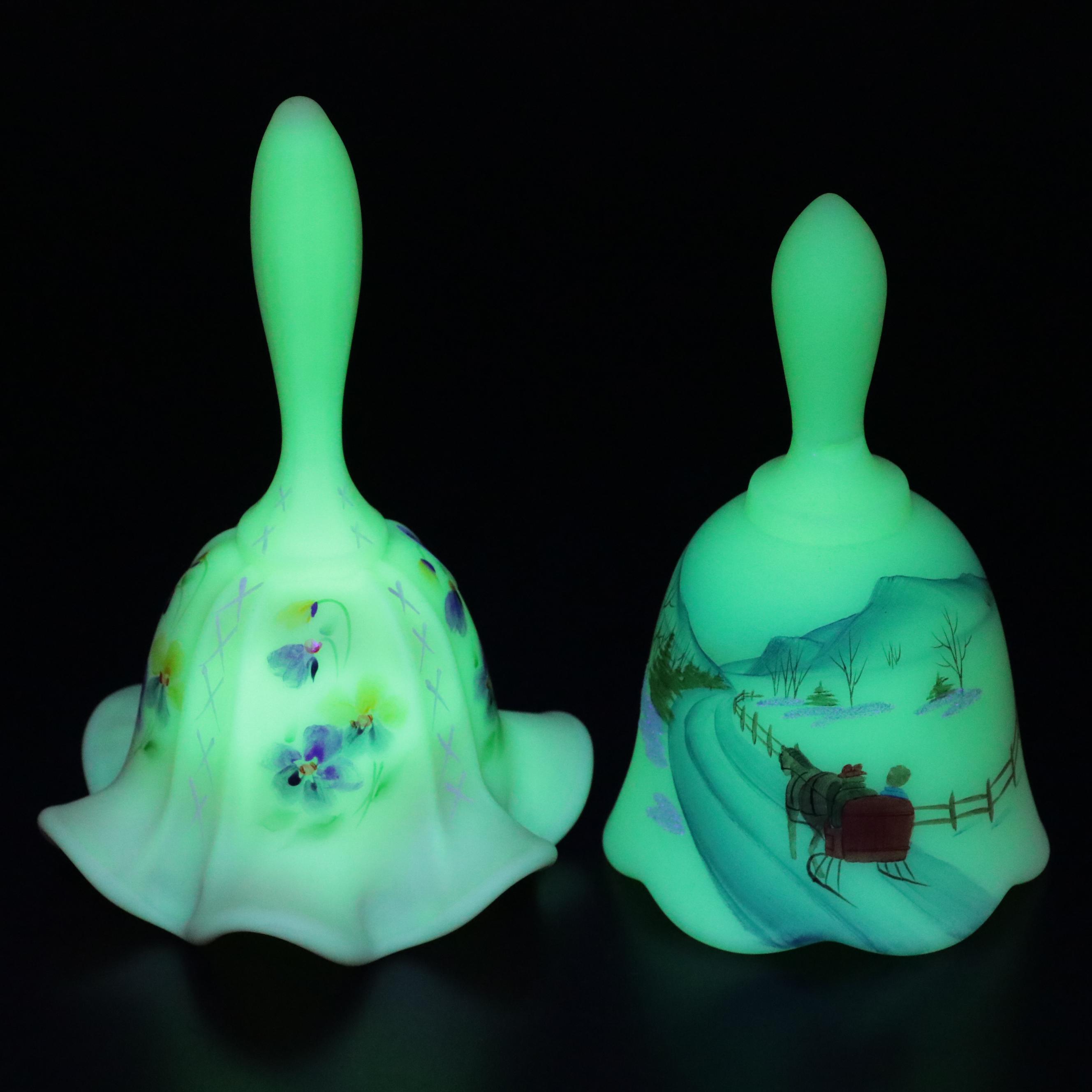 Fenton Museum Collection Custard Glass Bell with More Glass Bells