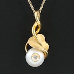 Galatea 14K Pearl and Diamond Pendant