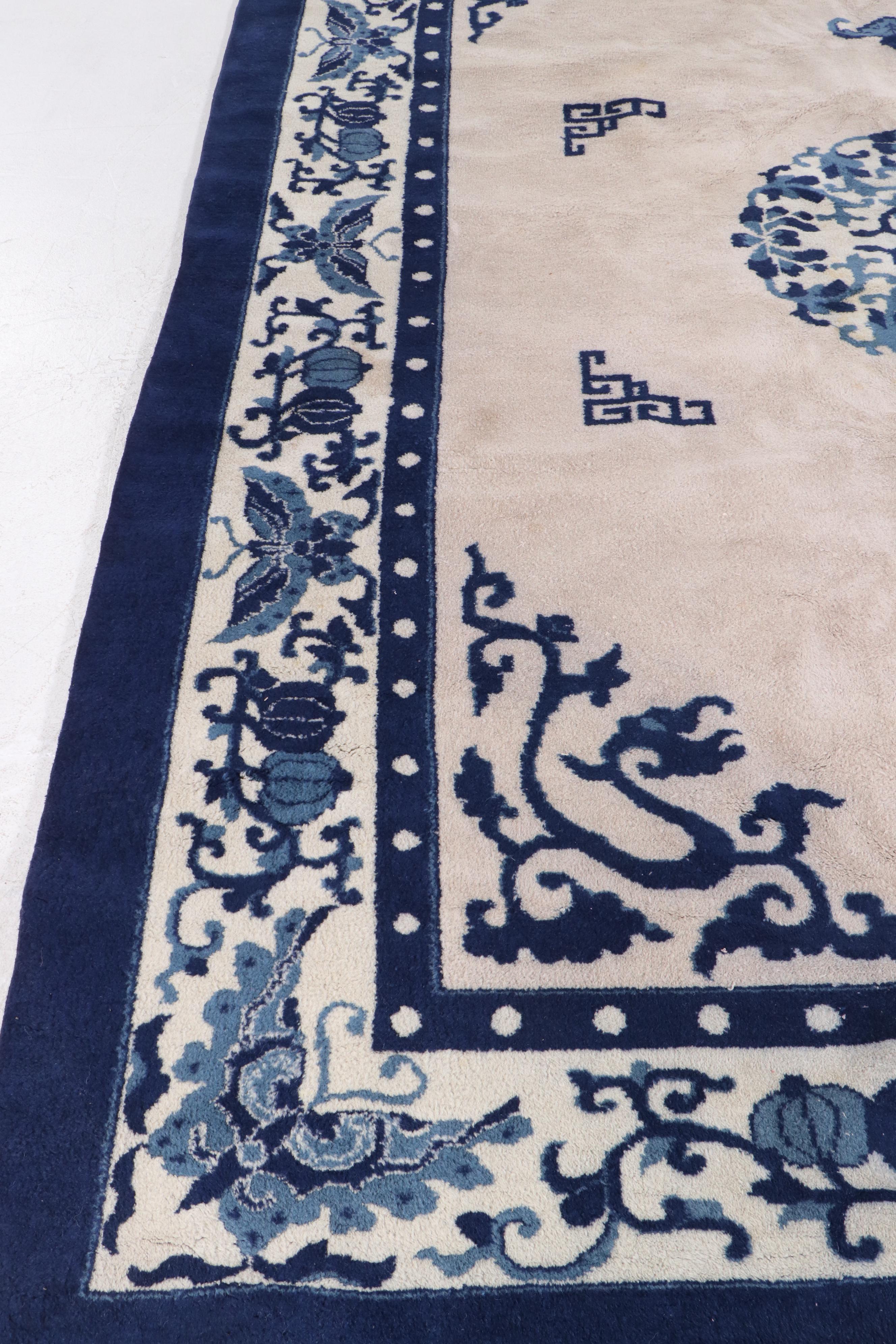 8'11 x 12'2 Hand-Knotted Contemporary Chinese Art Deco Style Area Rug