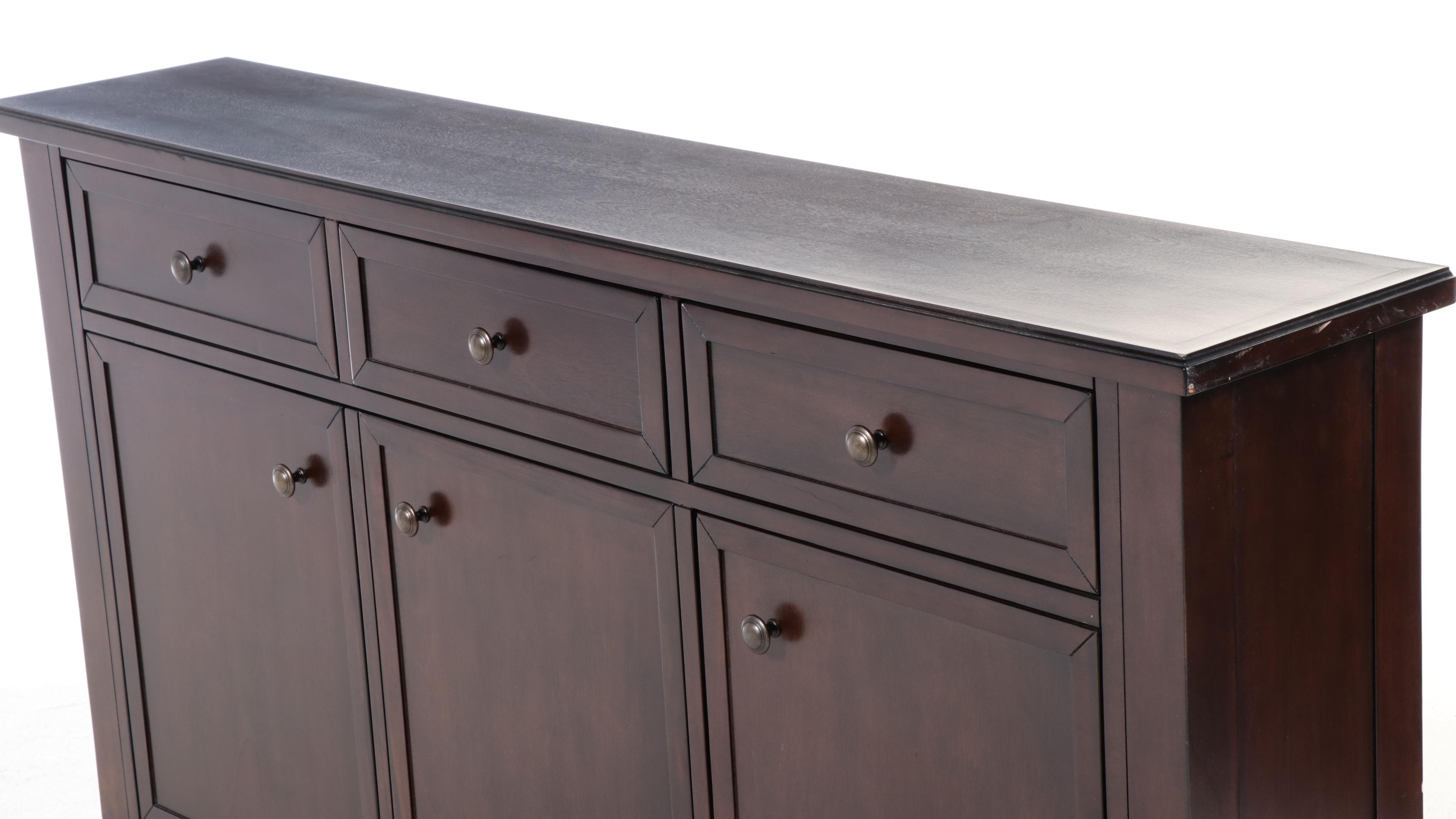 Ballard Designs "Emma" Three-Drawer Console Cabinet in Dark Walnut Finish