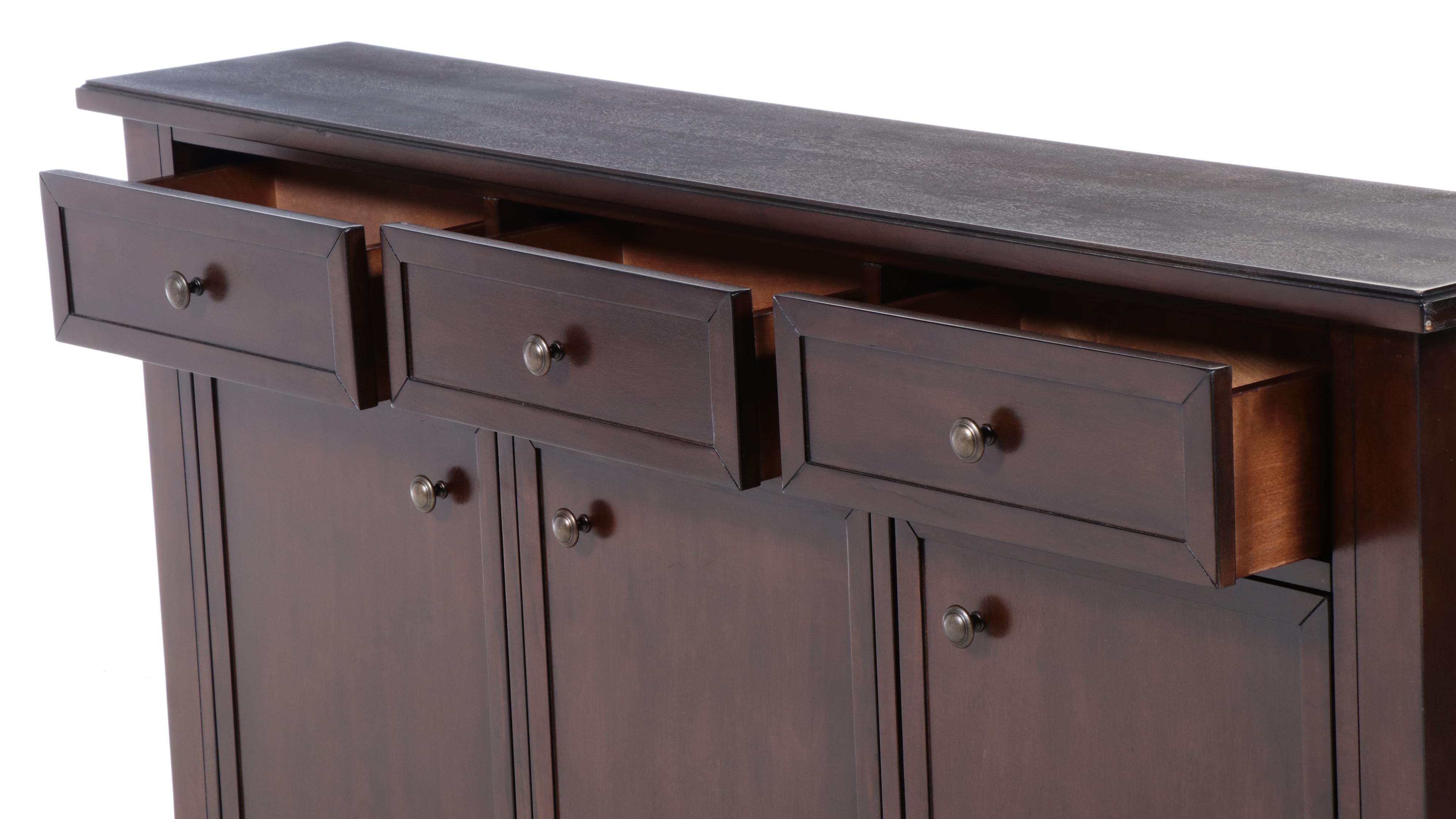 Ballard Designs "Emma" Three-Drawer Console Cabinet in Dark Walnut Finish