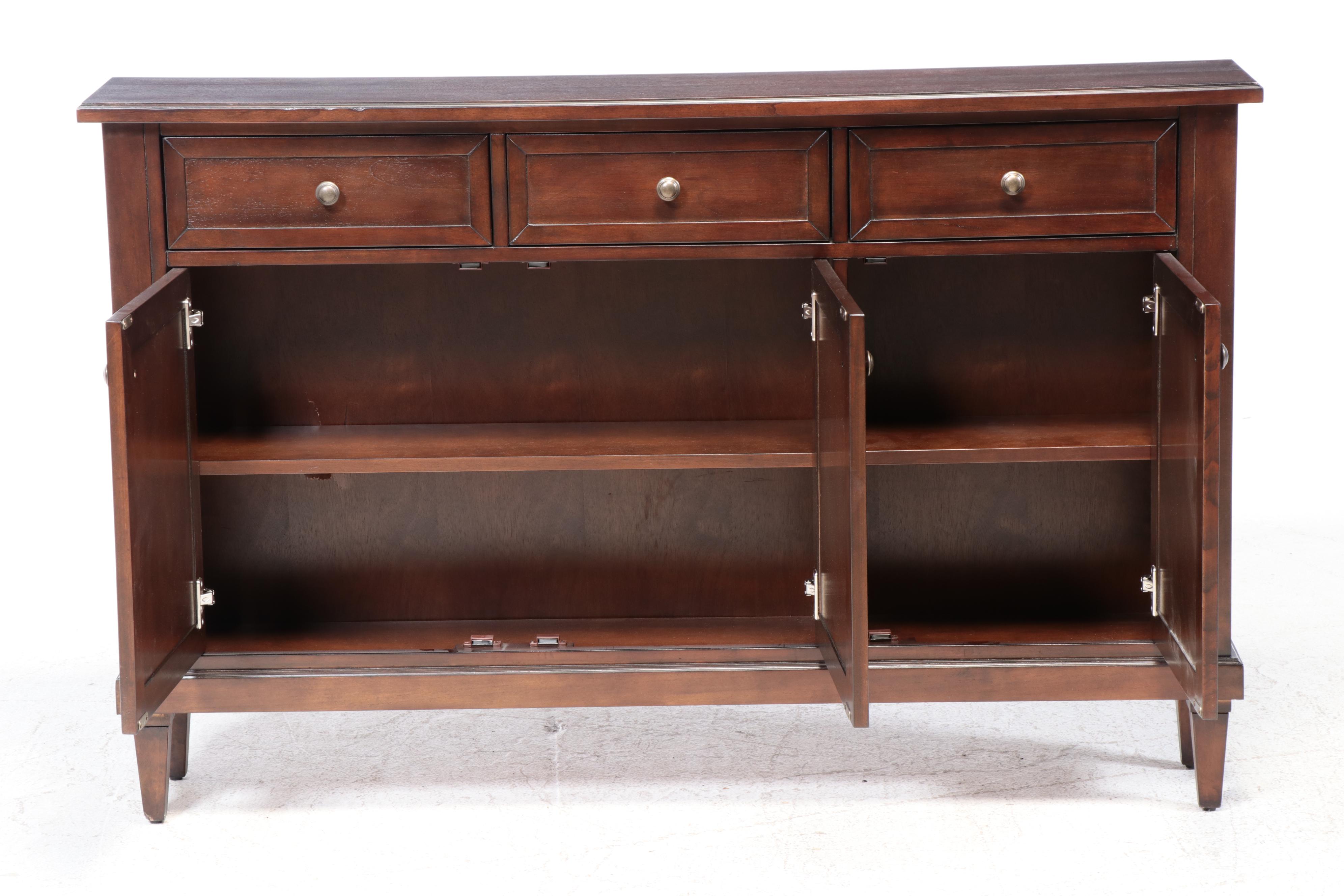 Ballard Designs "Emma" Three-Drawer Console Cabinet in Dark Walnut Finish