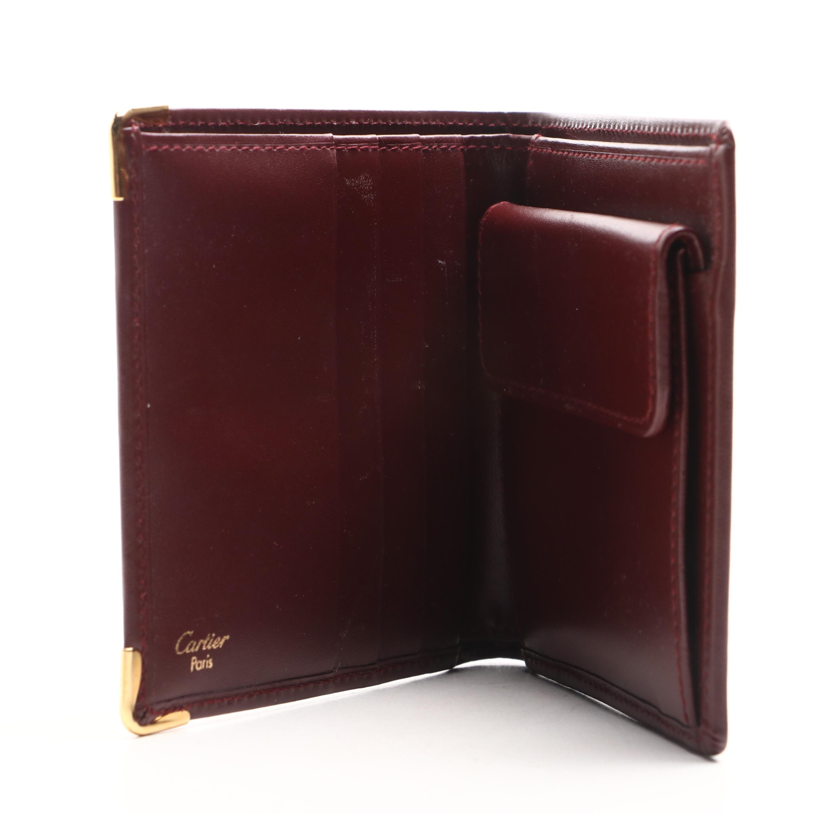 Cartier Les Must de Cartier Embossed Logo Bordeaux Bifold Wallet with Box