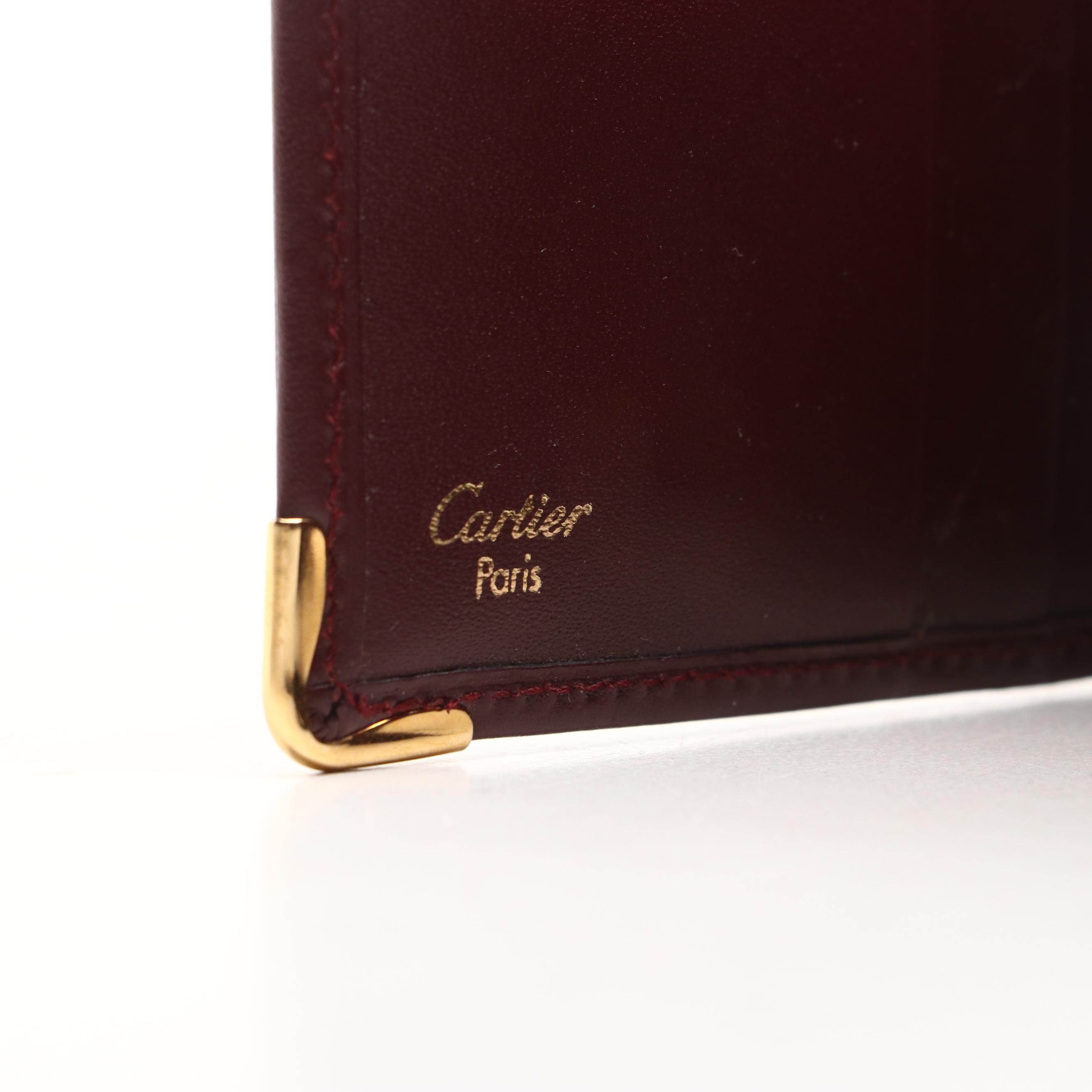 Cartier Les Must de Cartier Embossed Logo Bordeaux Bifold Wallet with Box