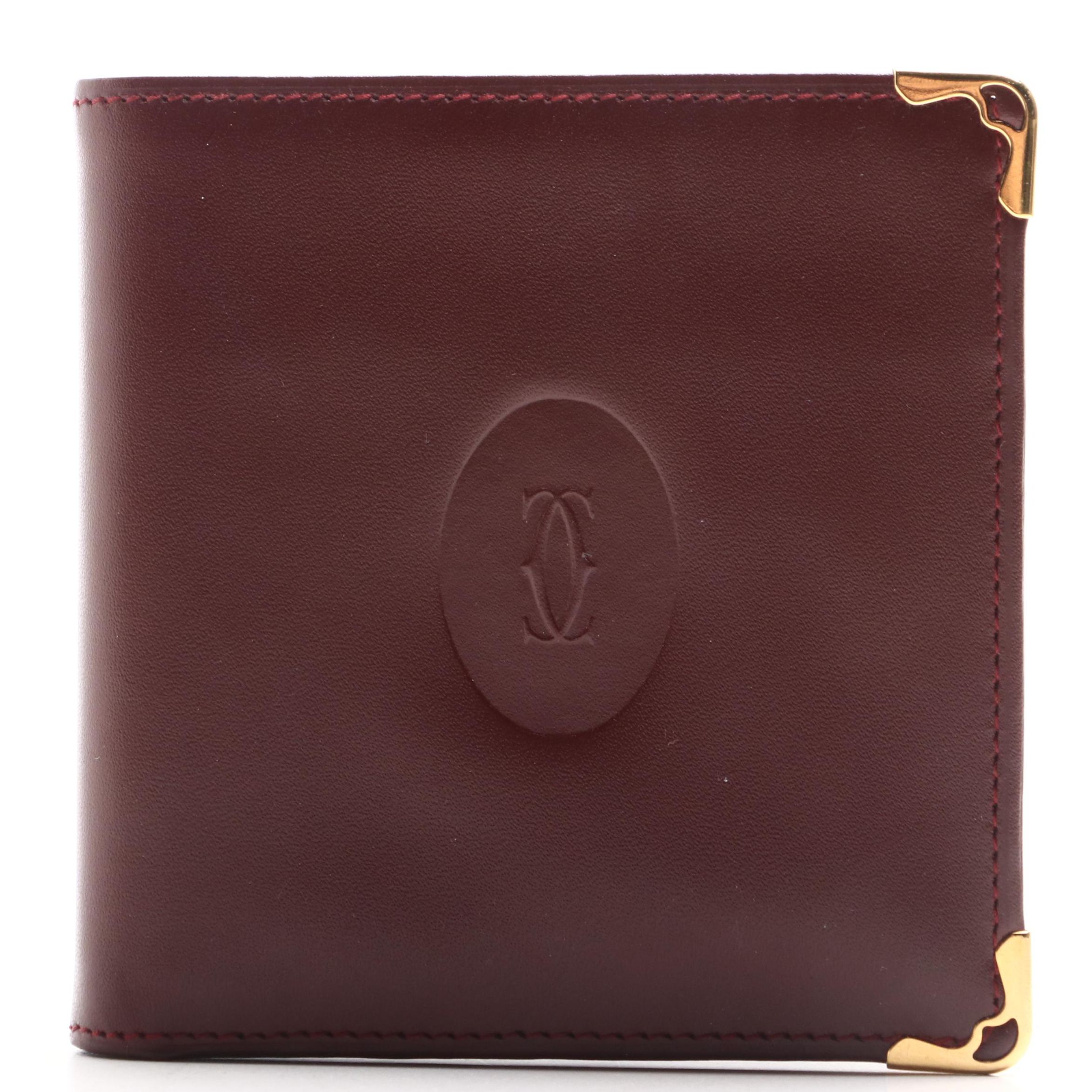 Cartier Les Must de Cartier Embossed Logo Bordeaux Bifold Wallet with Box