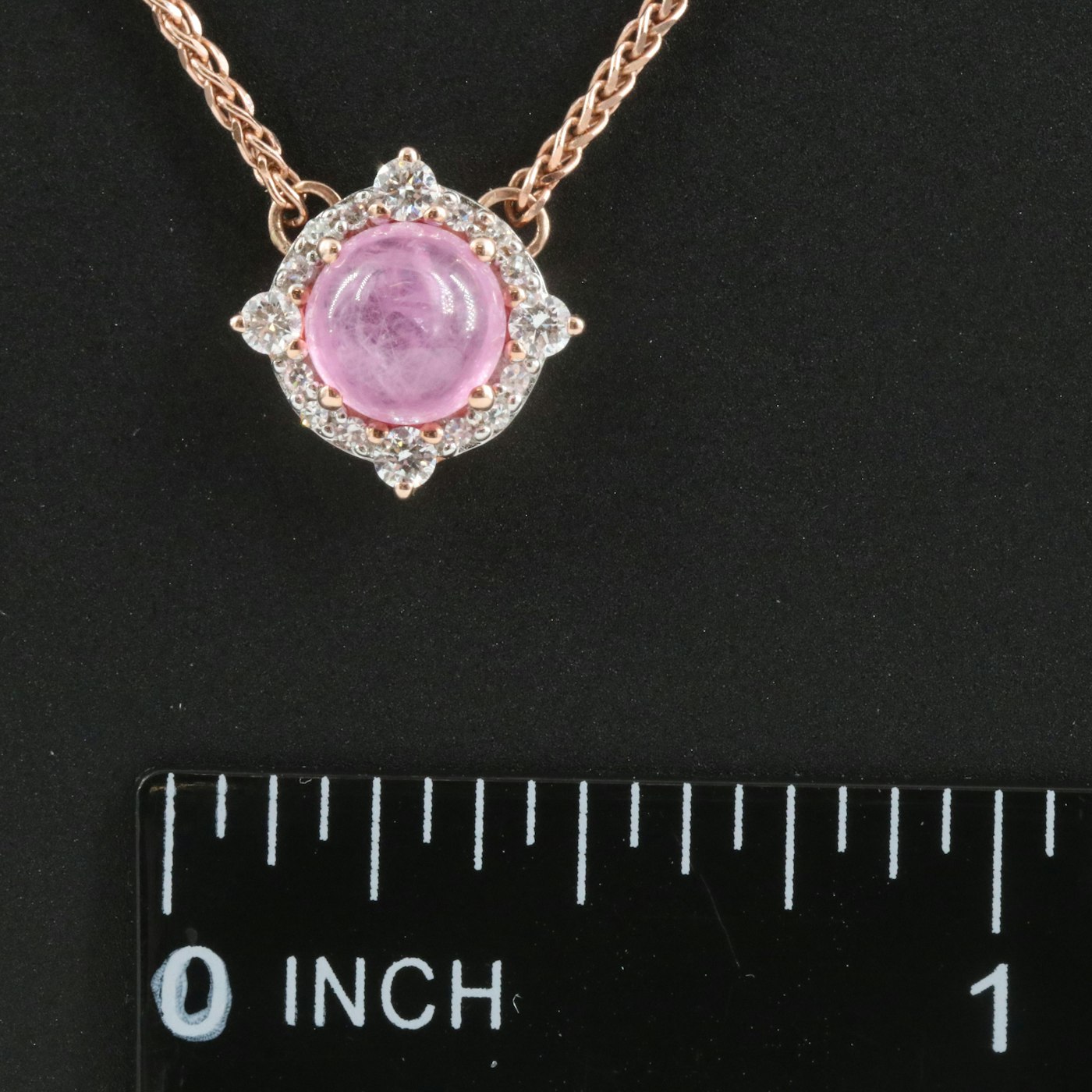 10K Rose Gold Pink Sapphire and Diamond Pendant on 14K Chain | EBTH