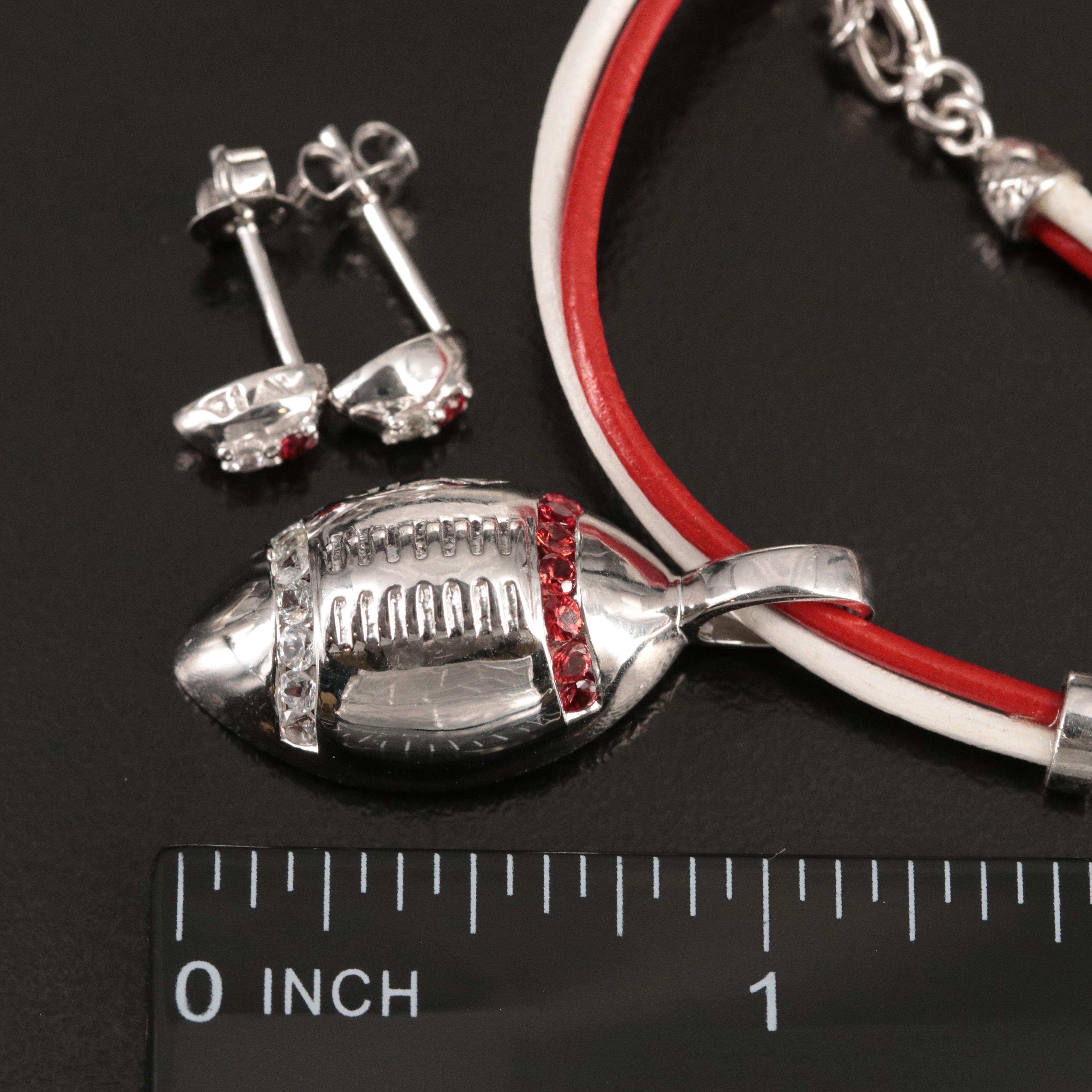Avid Sports Sterling Sapphire Football Pendant and Earrings in Jewelry Selection