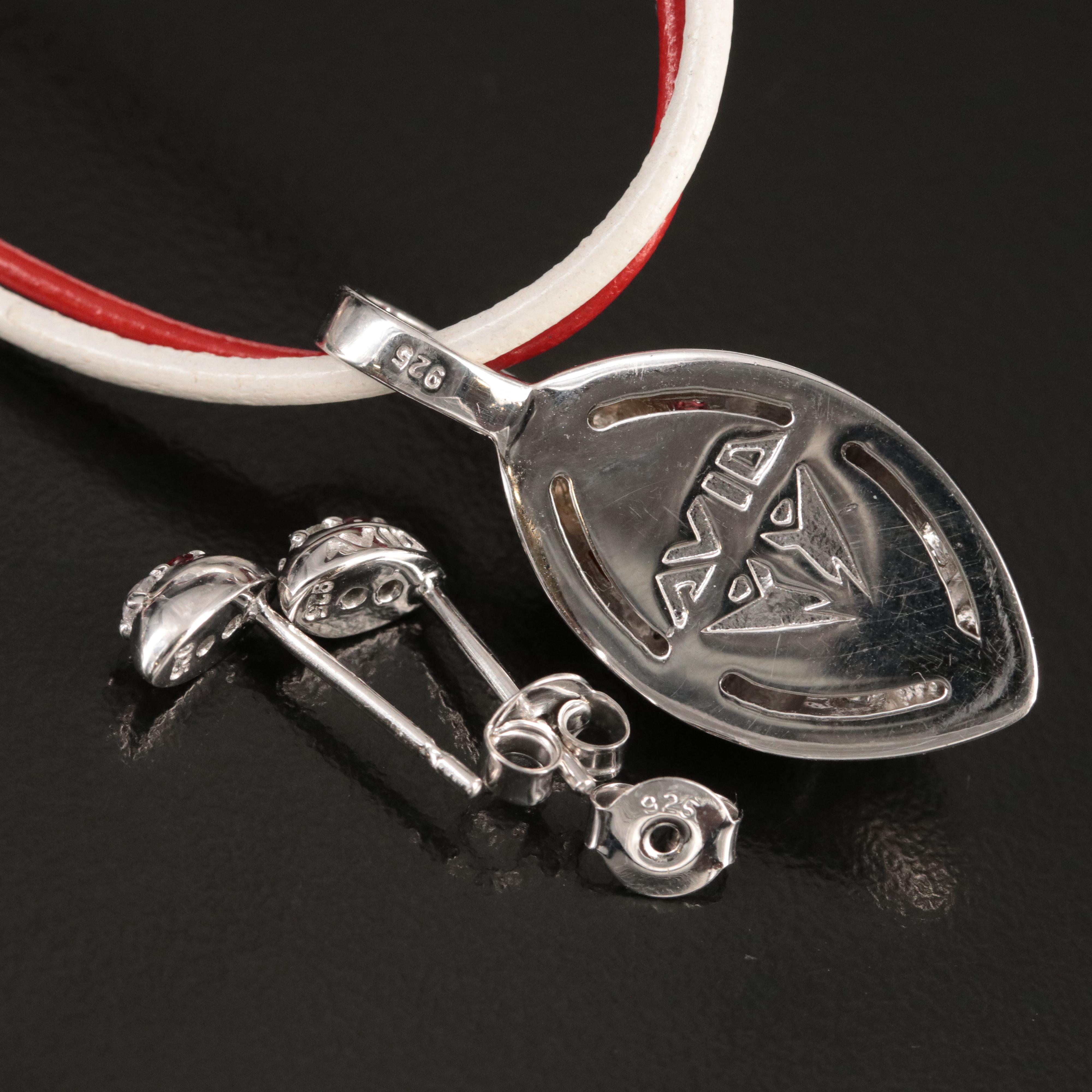 Avid Sports Sterling Sapphire Football Pendant and Earrings in Jewelry Selection