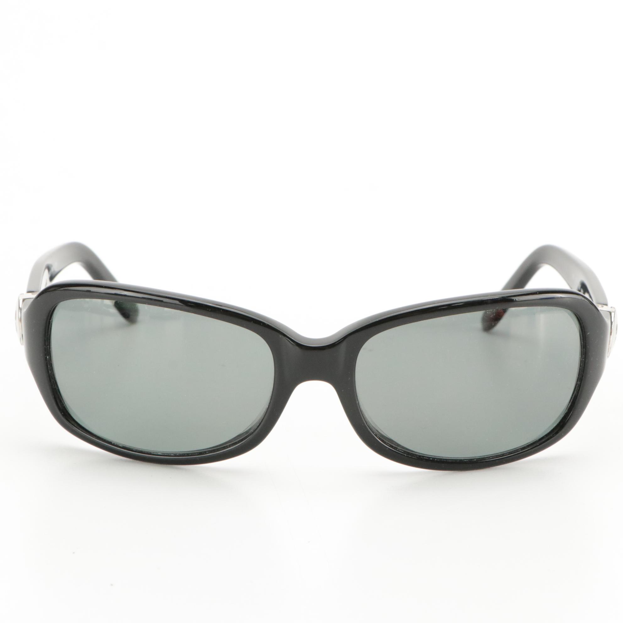 Tory Burch Reva Flats and Narrow Silk Scarf with Kate Spade Celeste Sunglasses