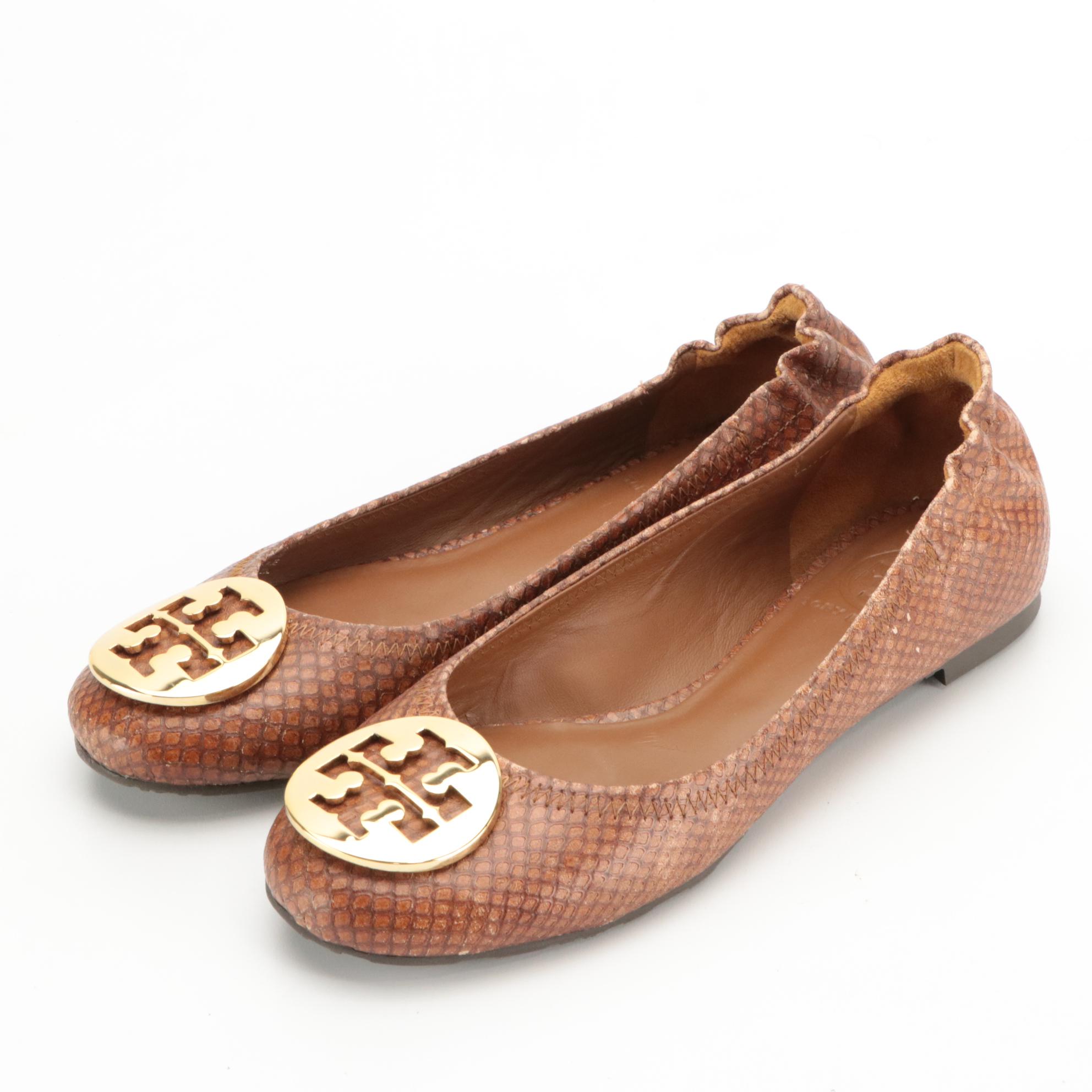 Tory Burch Reva Flats and Narrow Silk Scarf with Kate Spade Celeste Sunglasses