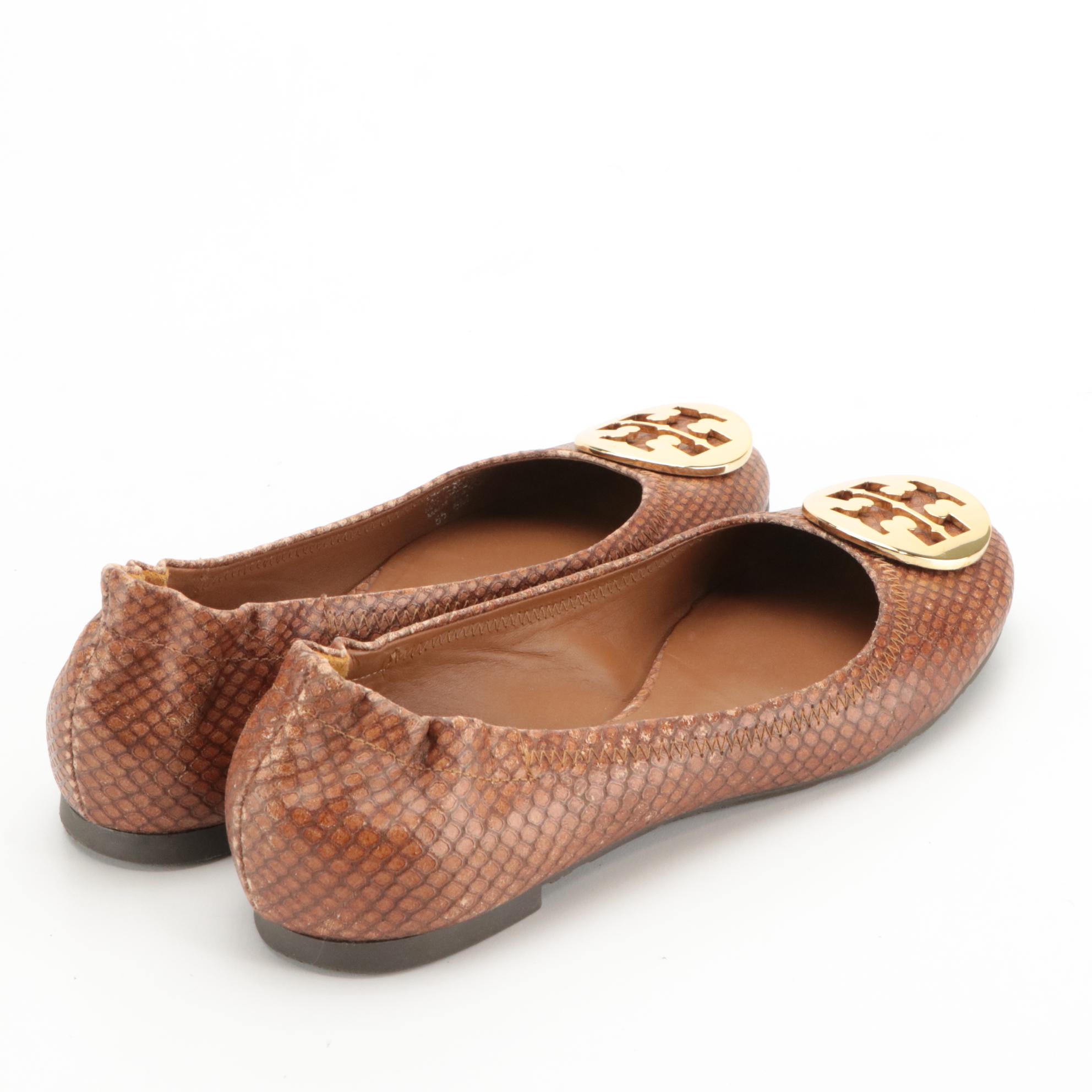 Tory Burch Reva Flats and Narrow Silk Scarf with Kate Spade Celeste Sunglasses