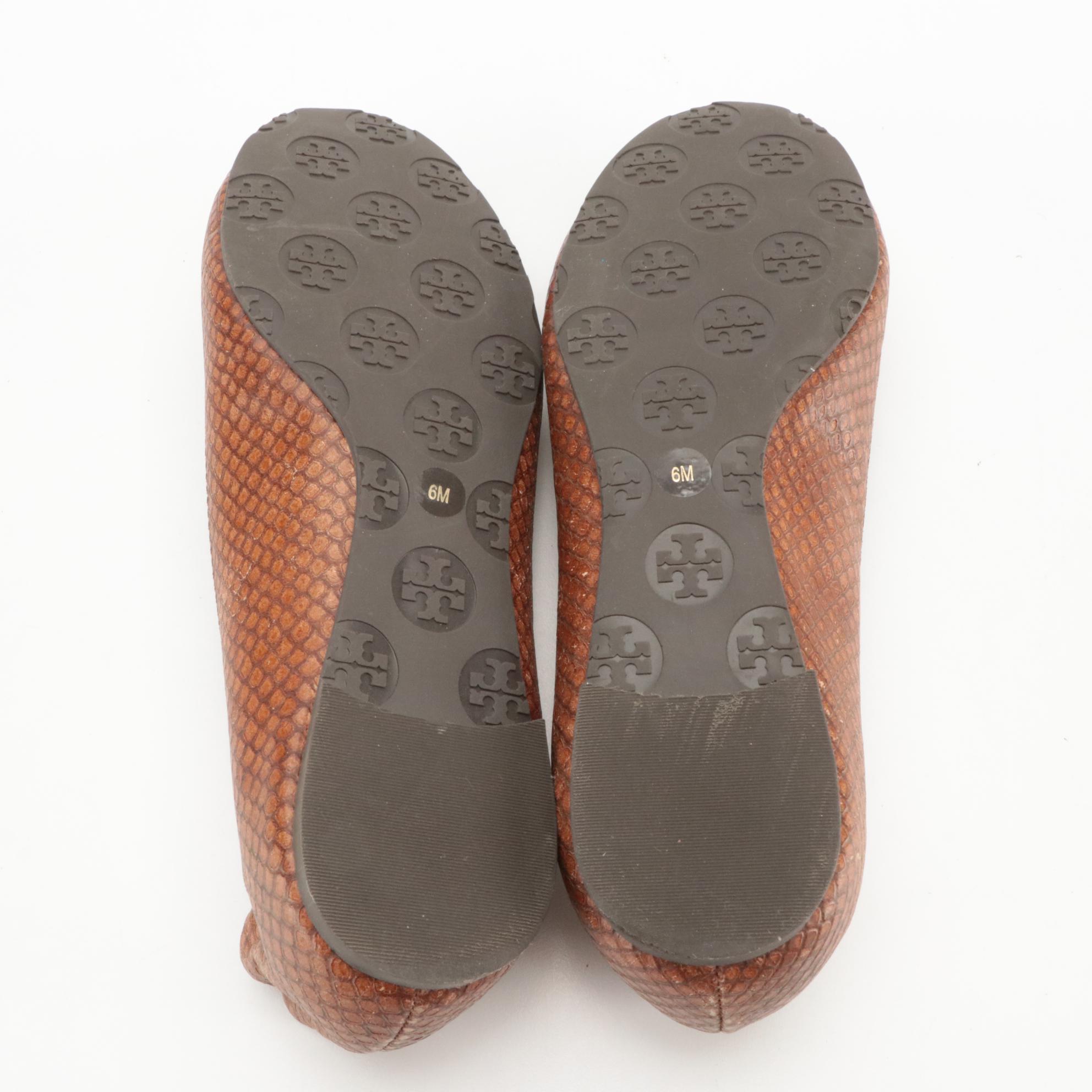 Tory Burch Reva Flats and Narrow Silk Scarf with Kate Spade Celeste Sunglasses