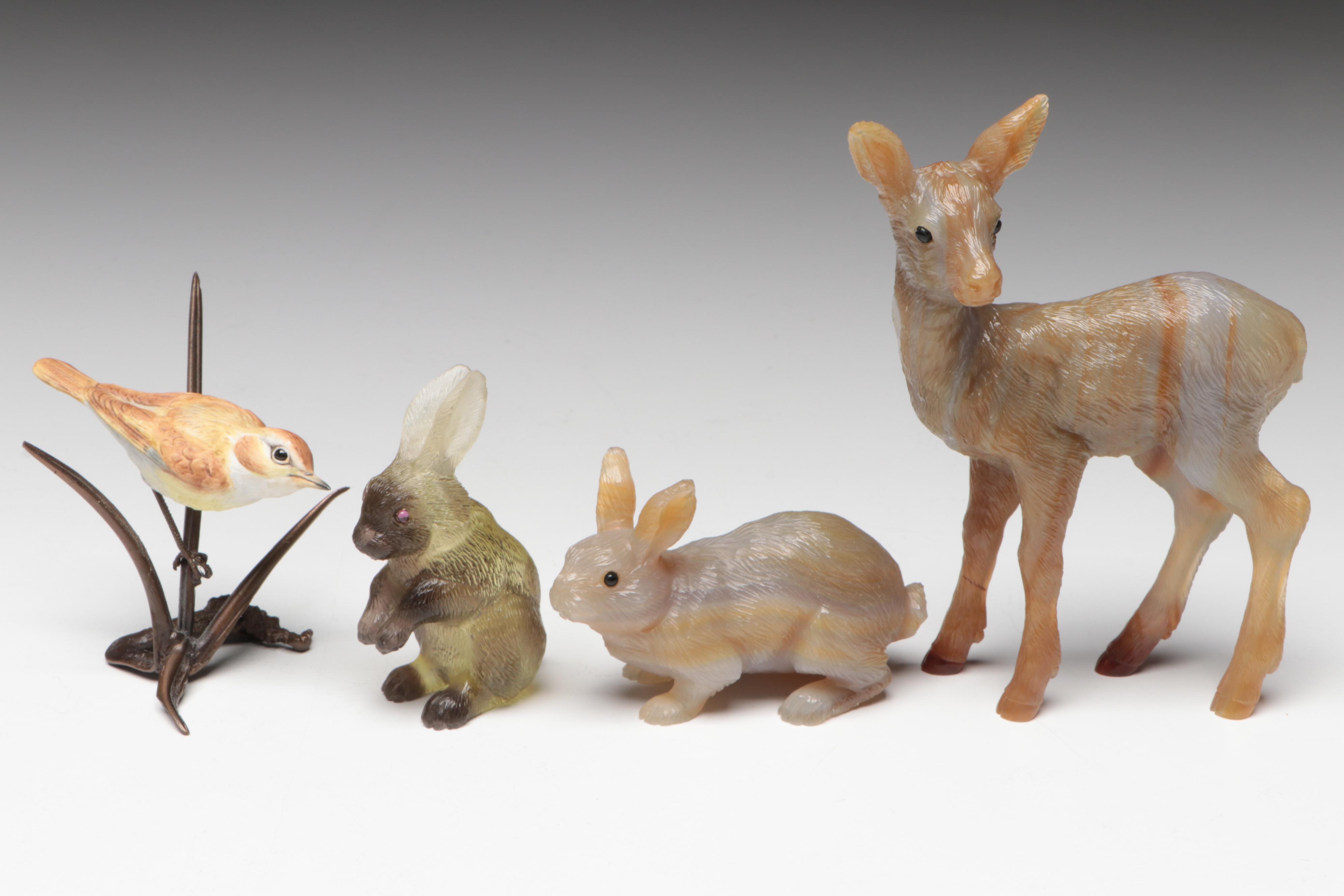 Lalique Fish with Carved Glass Animal Figurines