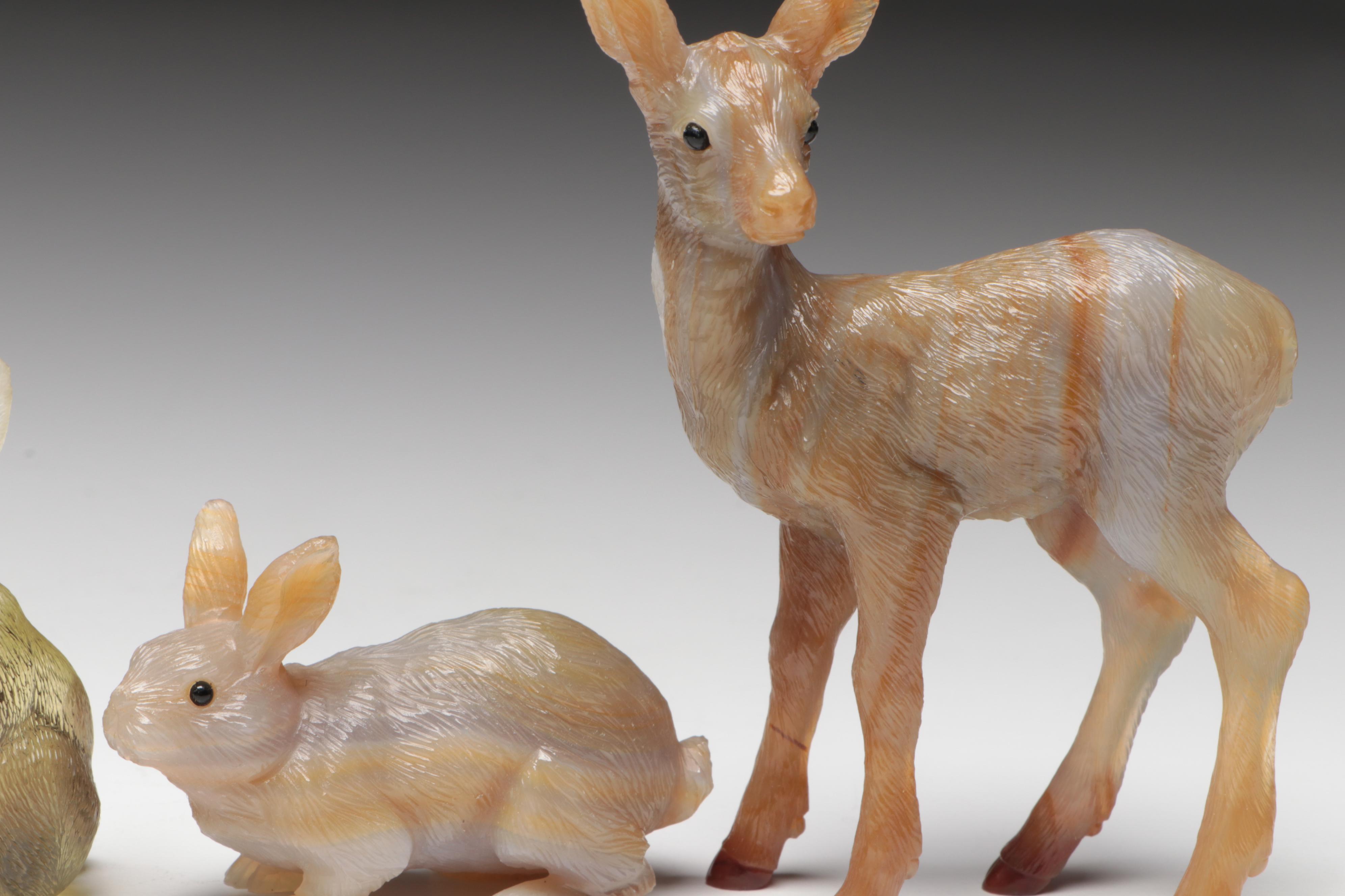 Lalique Fish with Carved Glass Animal Figurines