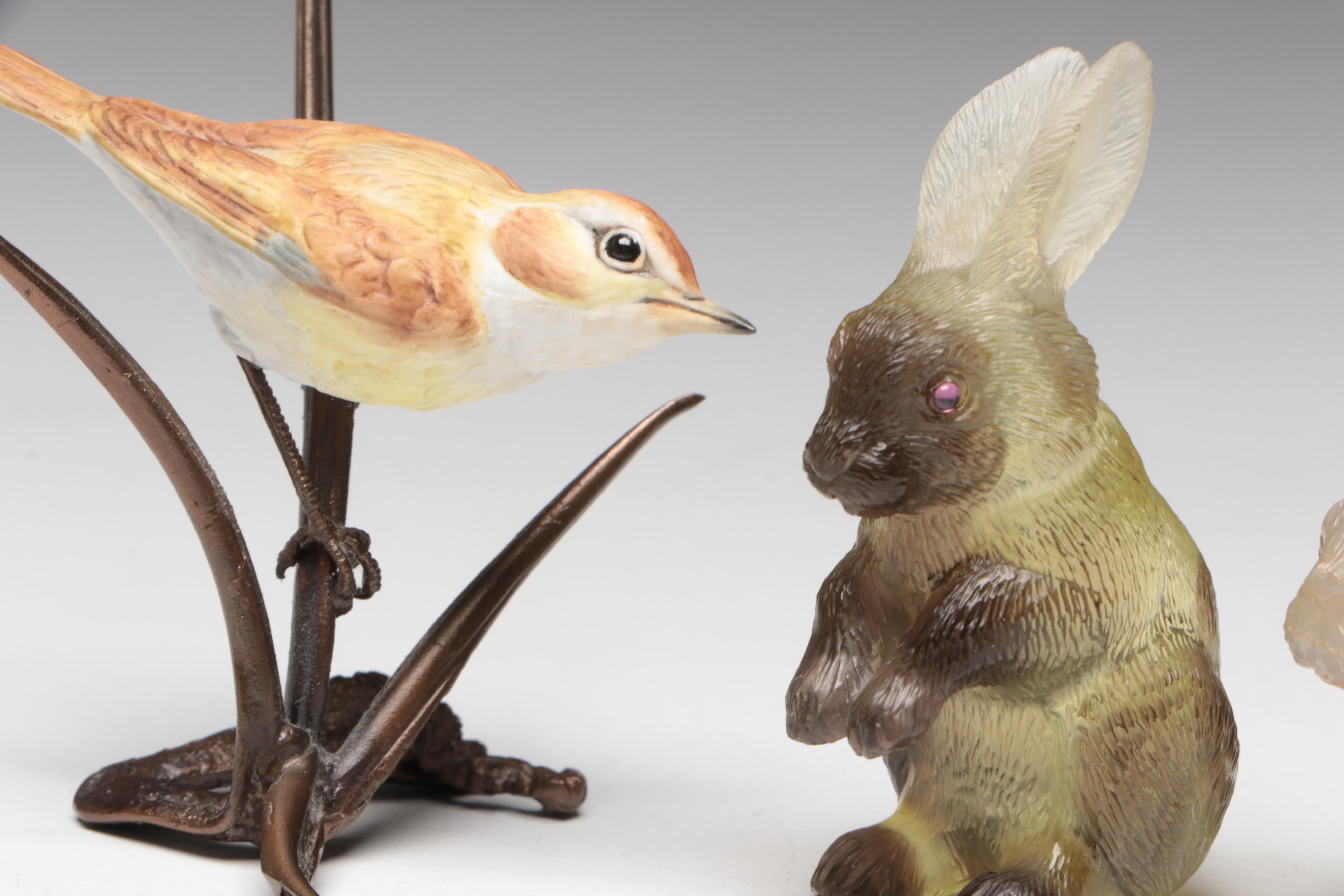 Lalique Fish with Carved Glass Animal Figurines