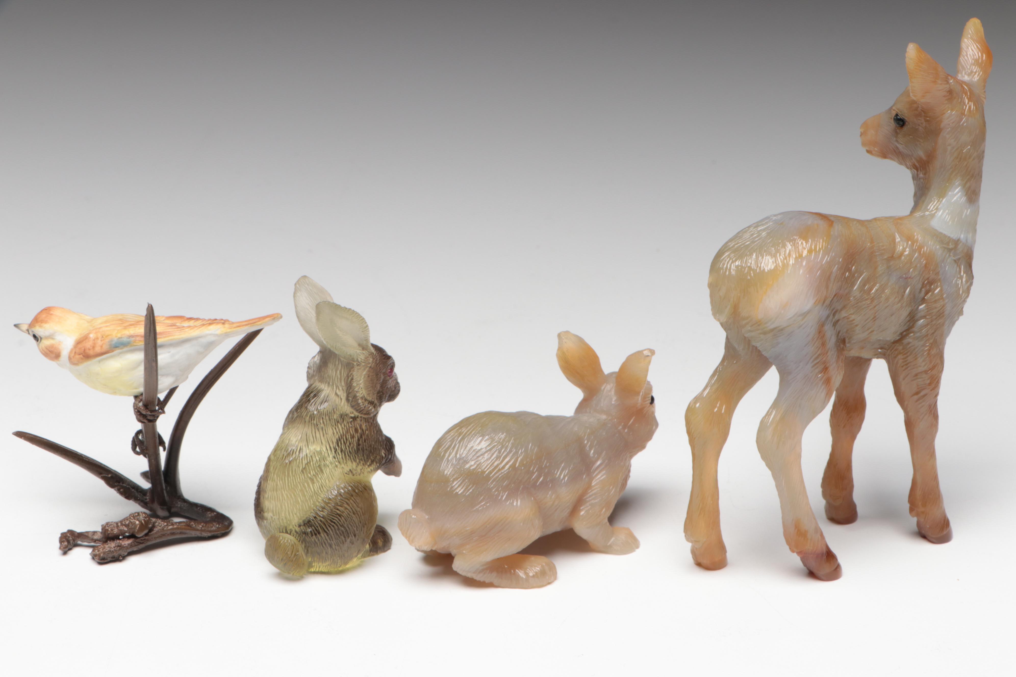 Lalique Fish with Carved Glass Animal Figurines