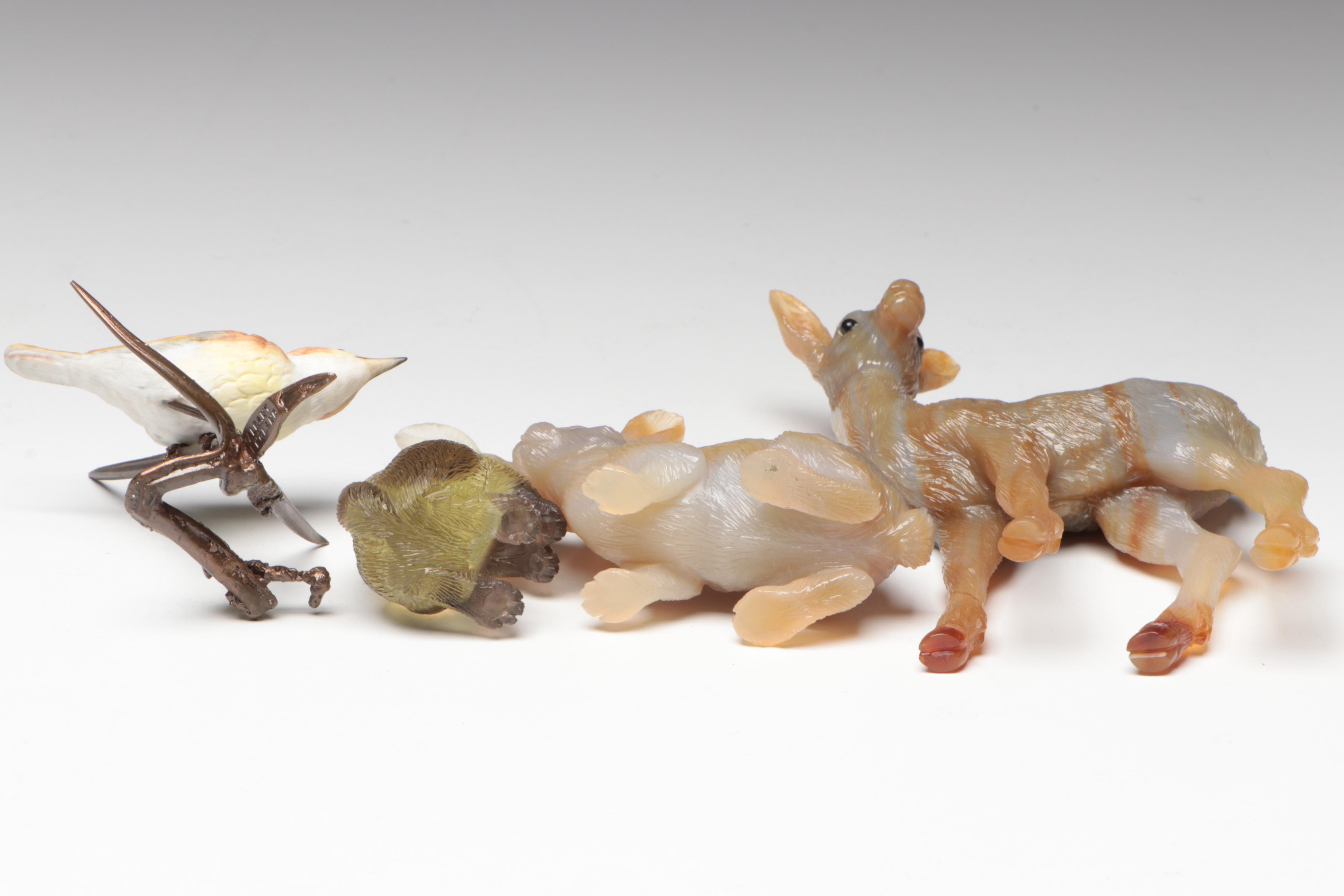 Lalique Fish with Carved Glass Animal Figurines