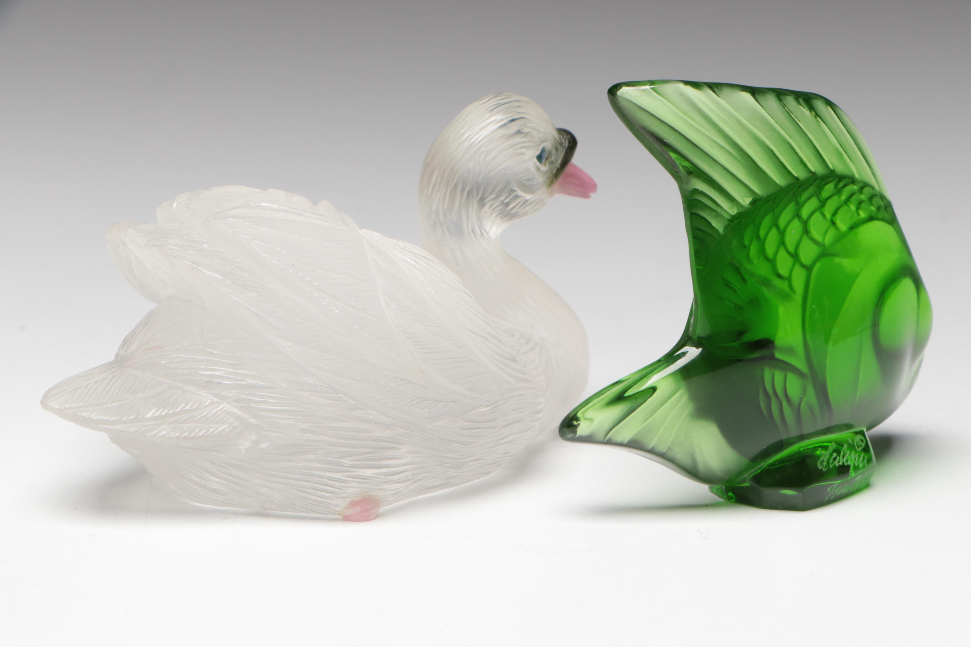 Lalique Fish with Carved Glass Animal Figurines