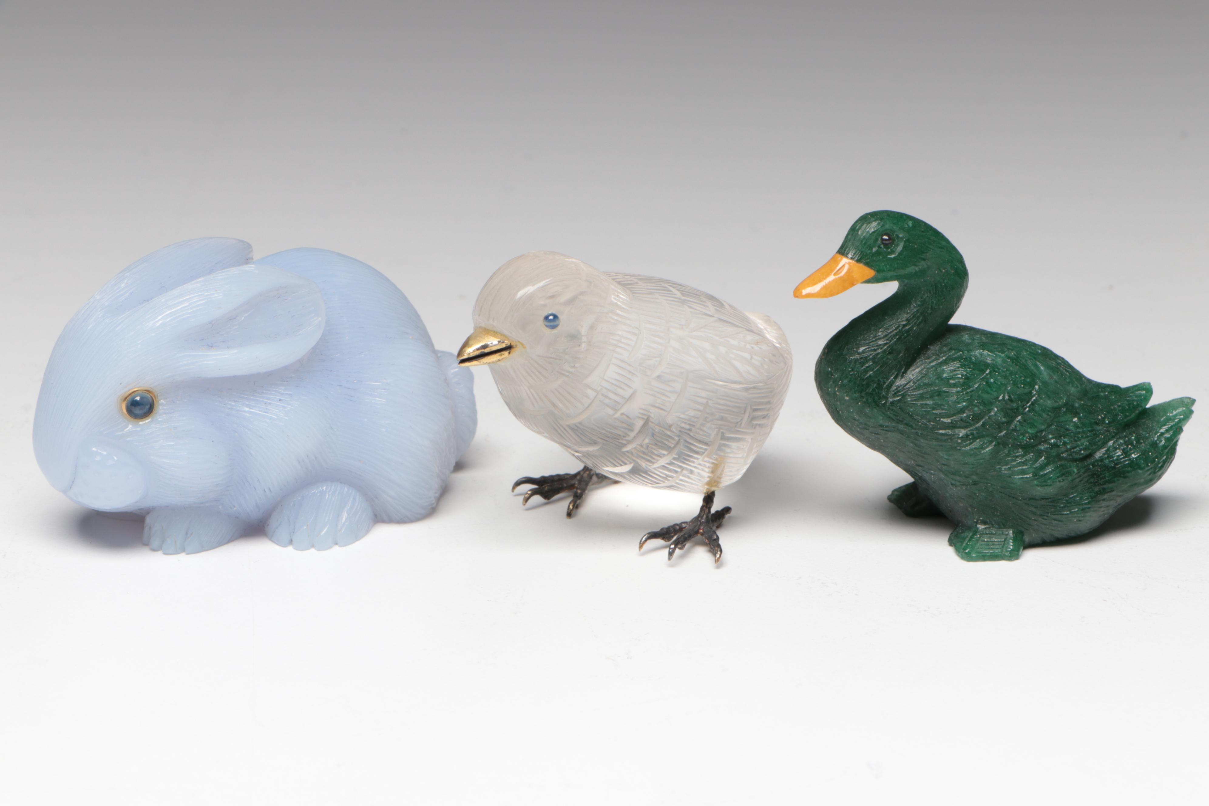 Lalique Fish with Carved Glass Animal Figurines