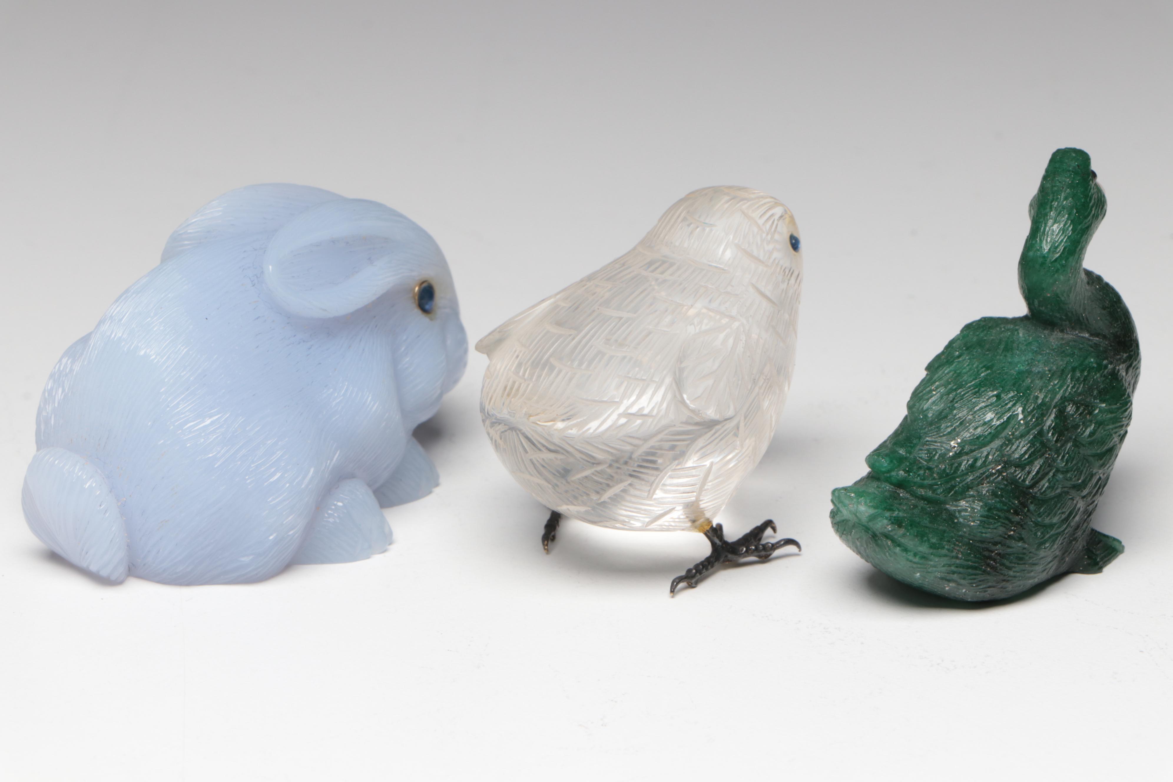 Lalique Fish with Carved Glass Animal Figurines