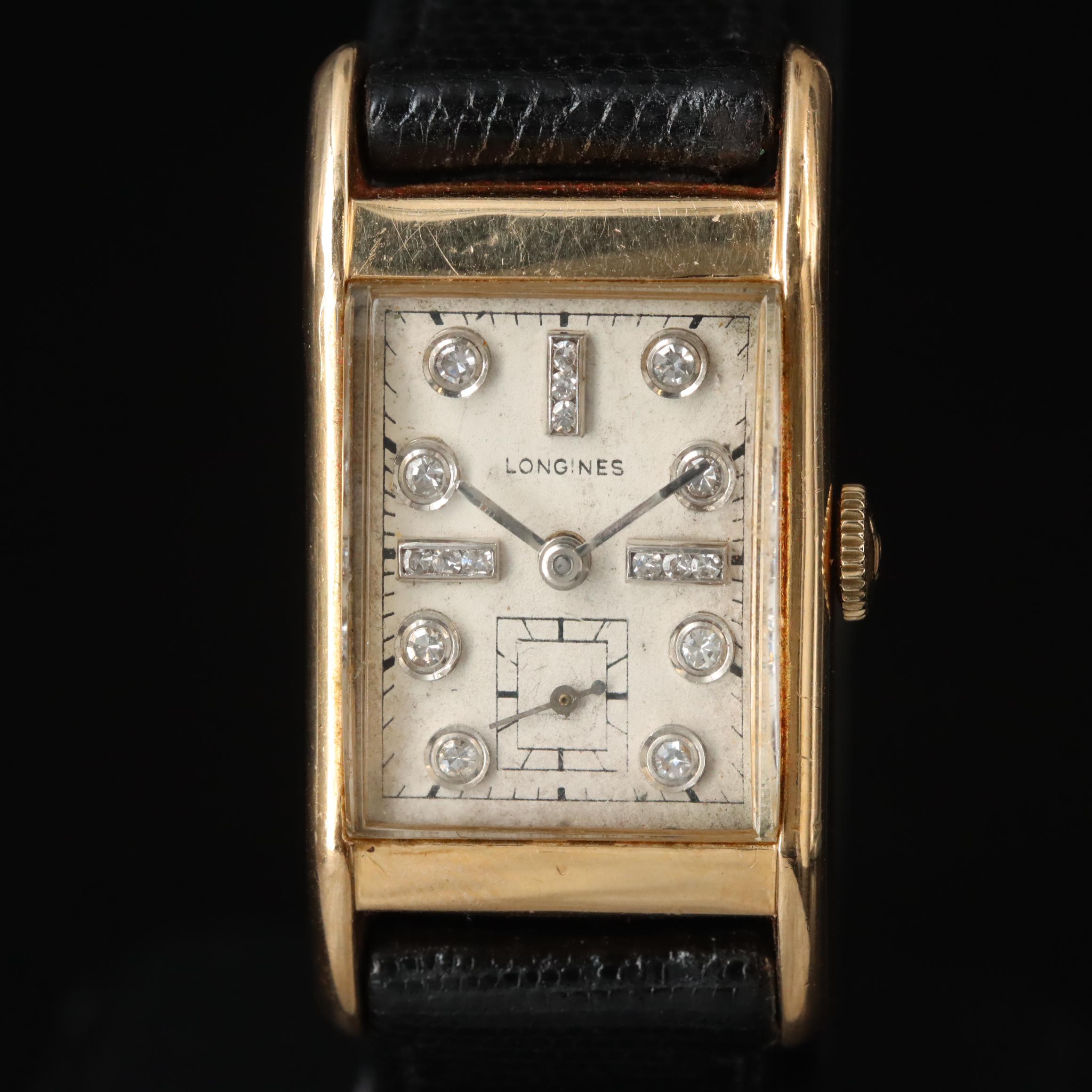 14K Longines Diamond Dial Stem Wind Watch