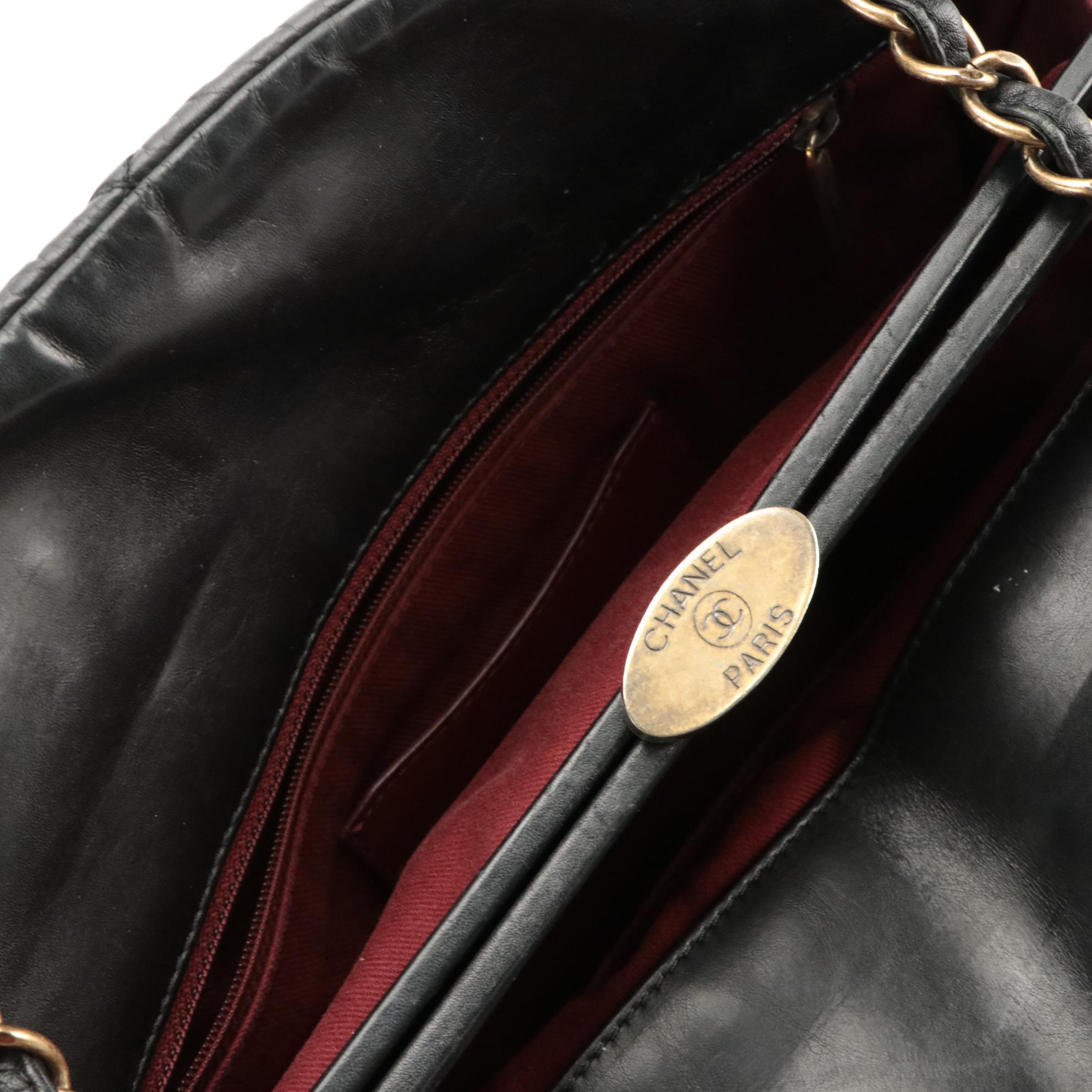 Chanel Just Mademoiselle Bowling Bag in Black Aged Quilted Calfskin Leather