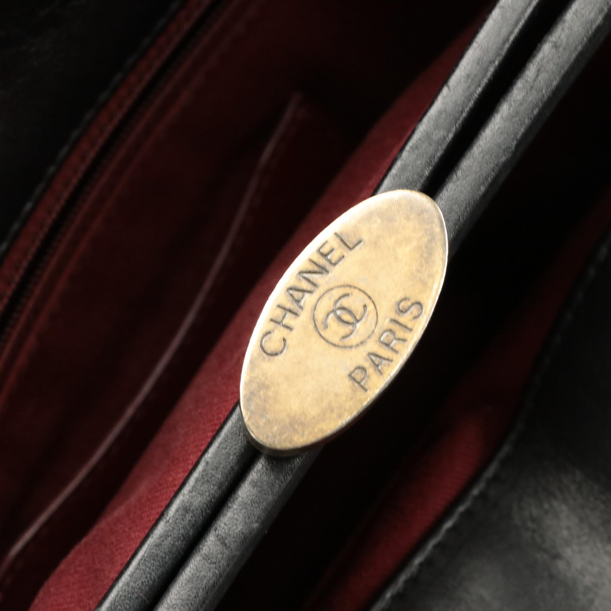 Chanel Just Mademoiselle Bowling Bag in Black Aged Quilted Calfskin Leather