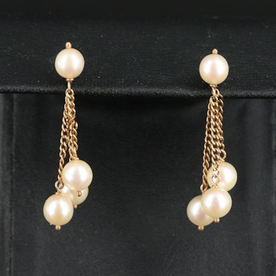 14K Pearl Tassel Earrings