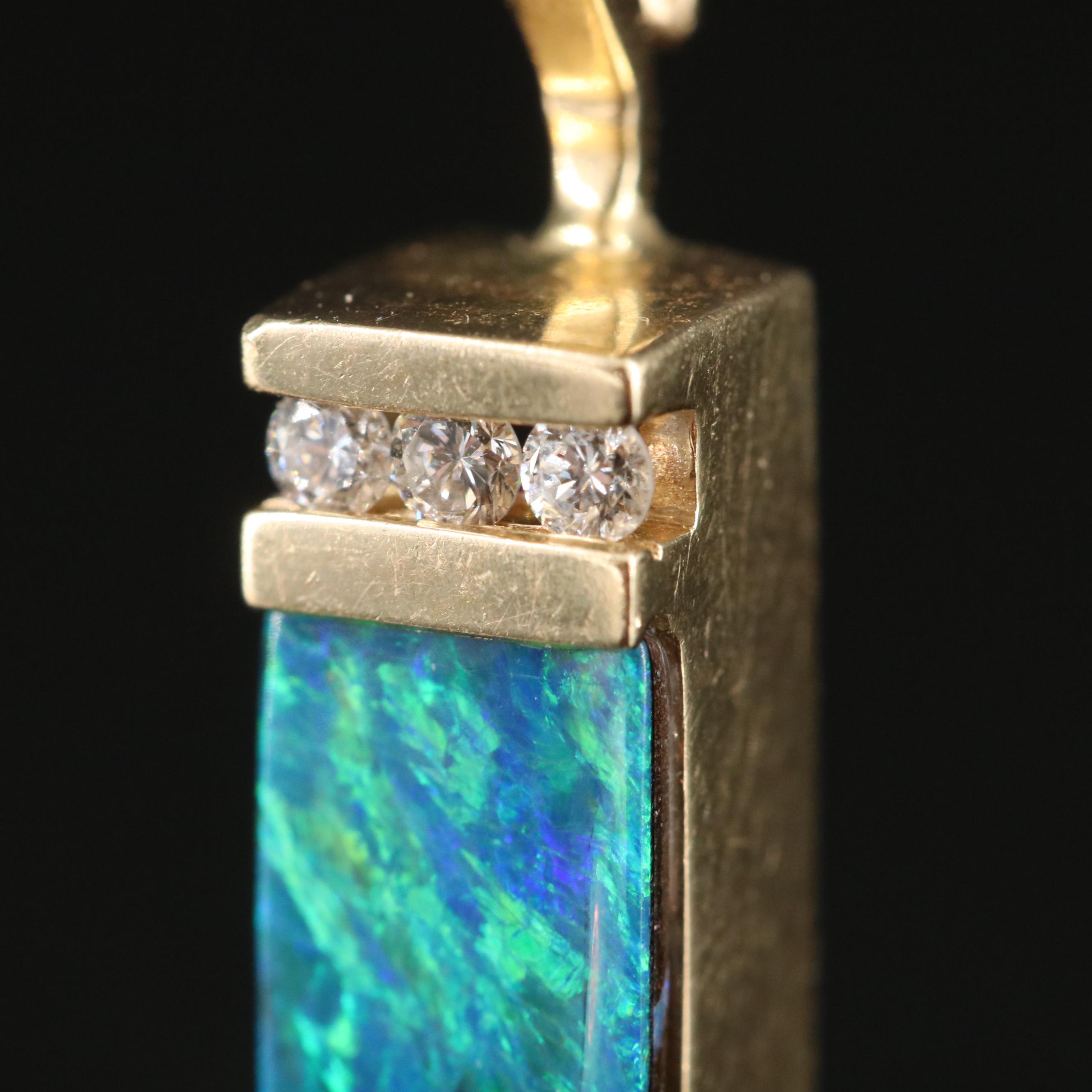 14K Opal and Diamond Enhancer Pendant
