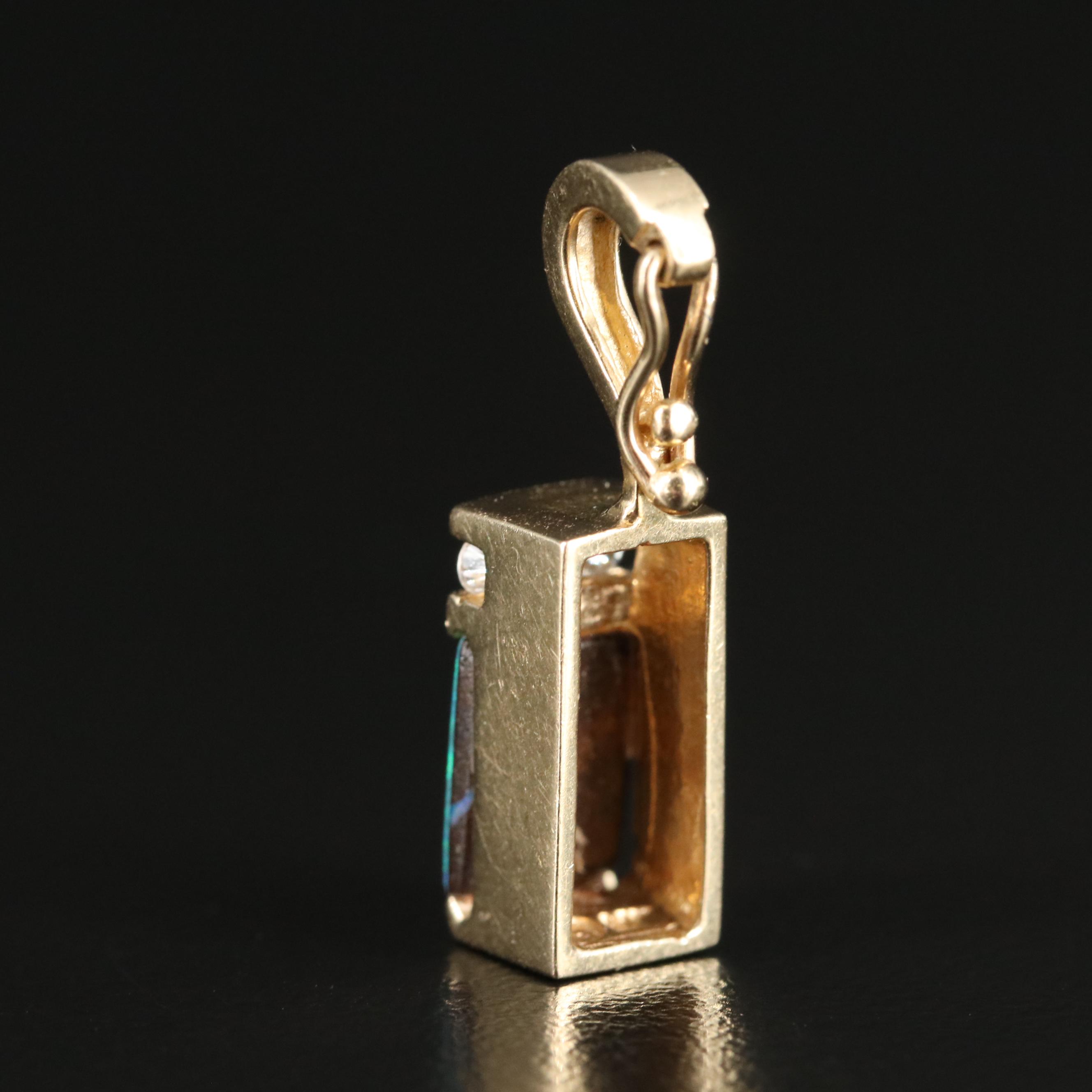 14K Opal and Diamond Enhancer Pendant