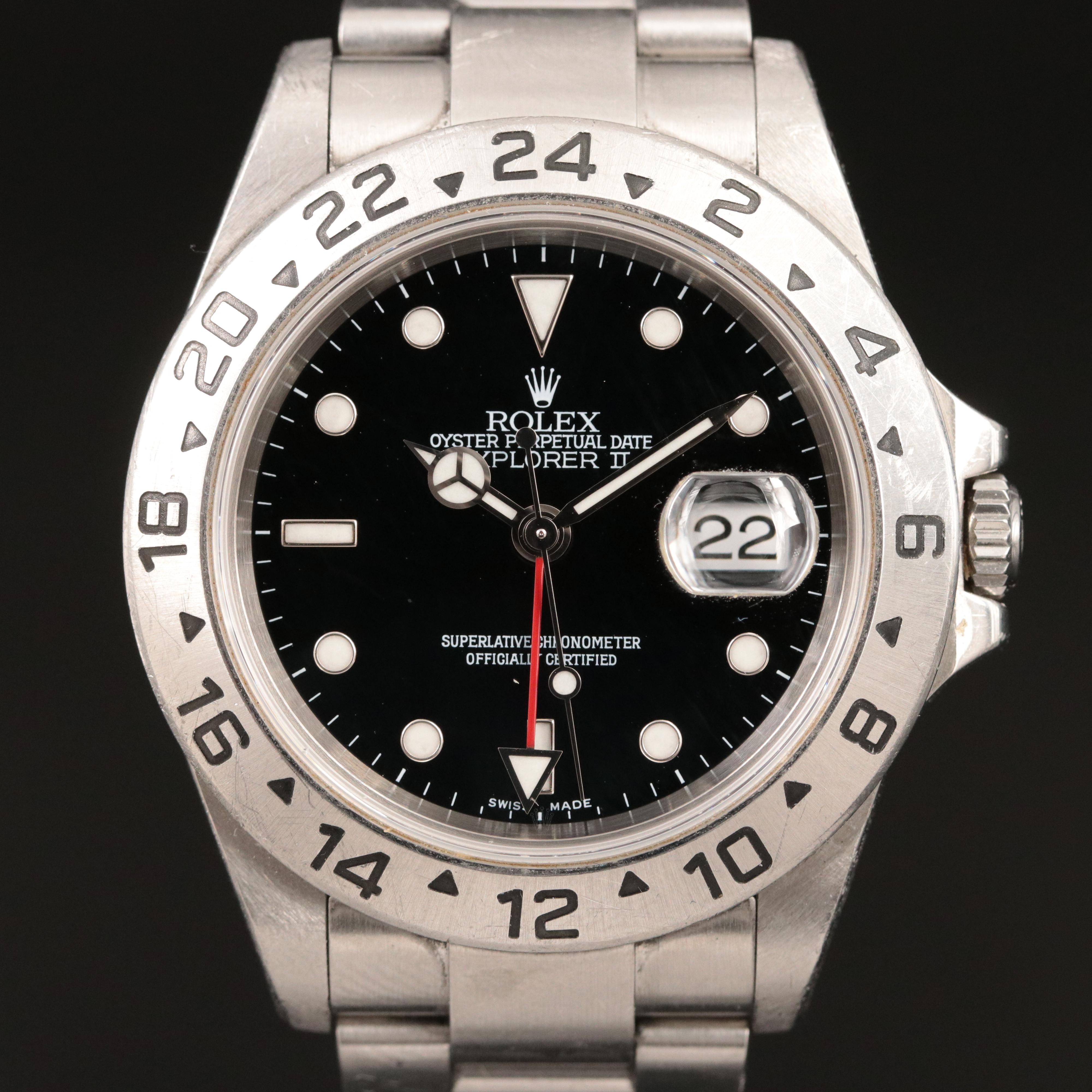 2004 Rolex Explorer II Black Dial Stainless Steel Watch