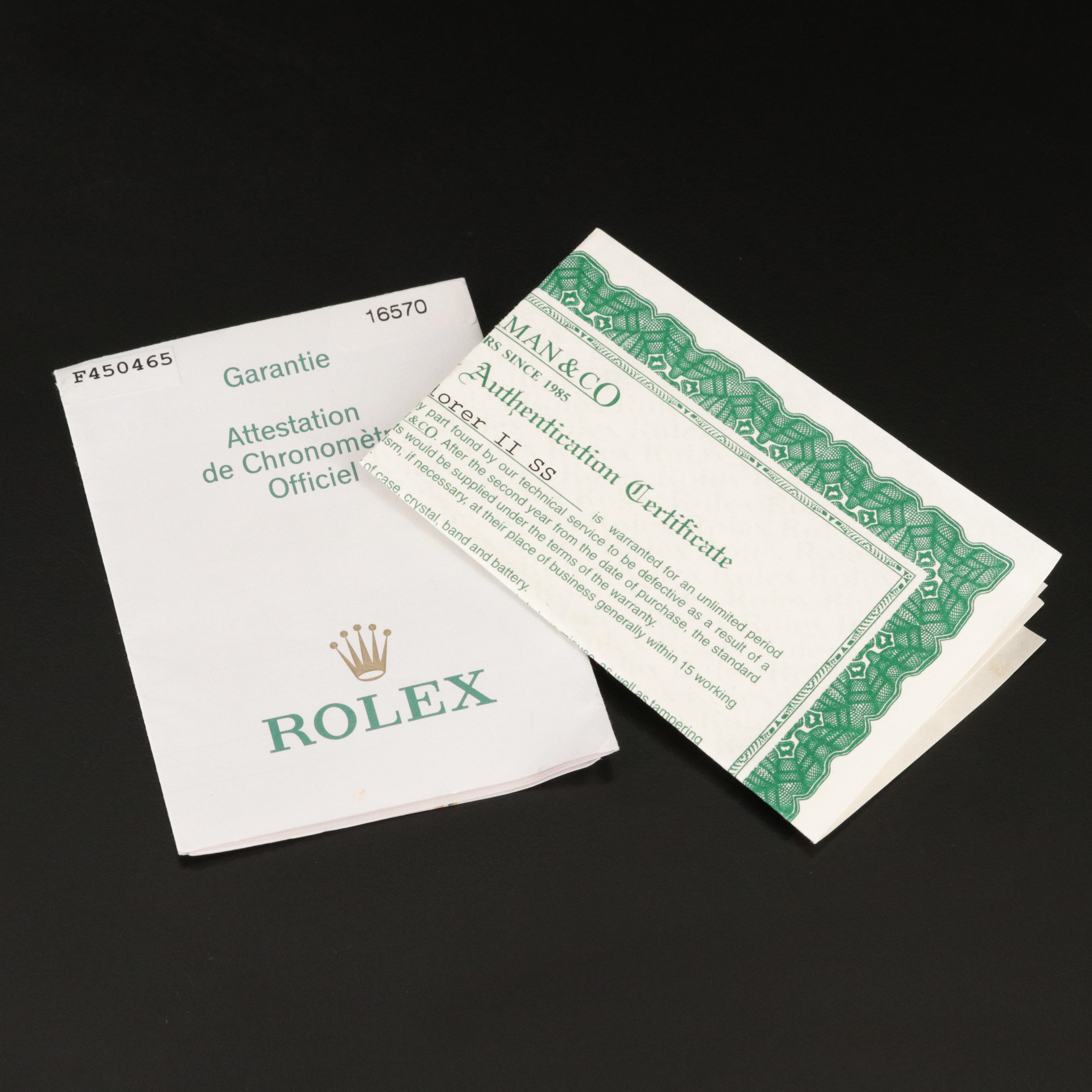 2004 Rolex Explorer II Black Dial Stainless Steel Watch