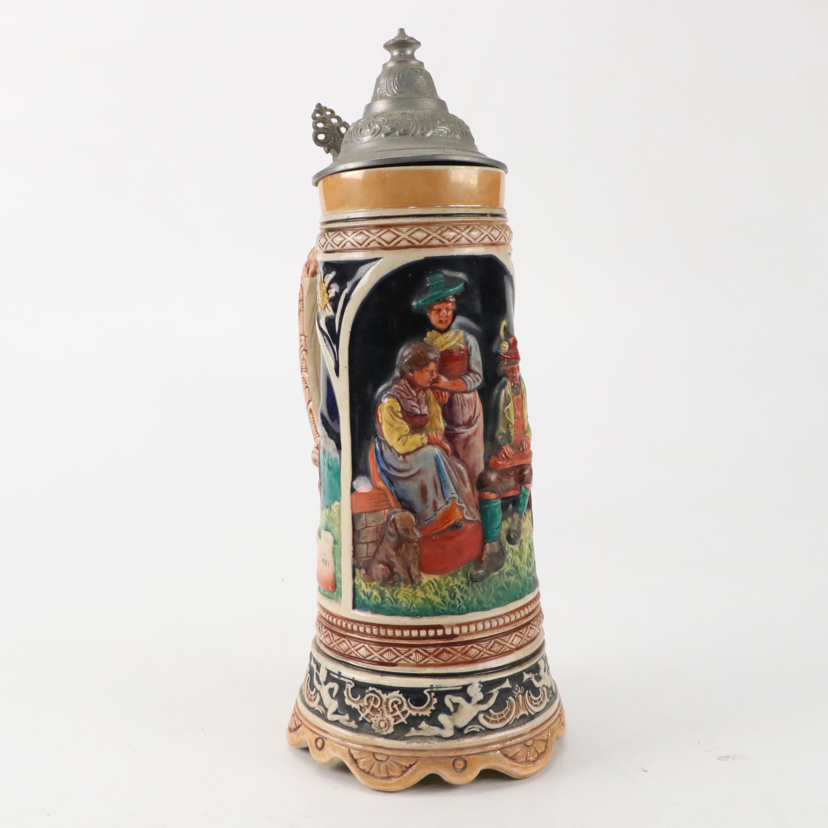 Hand-Painted Ceramic Beer Stein with German Ceramic Beer Stein and More
