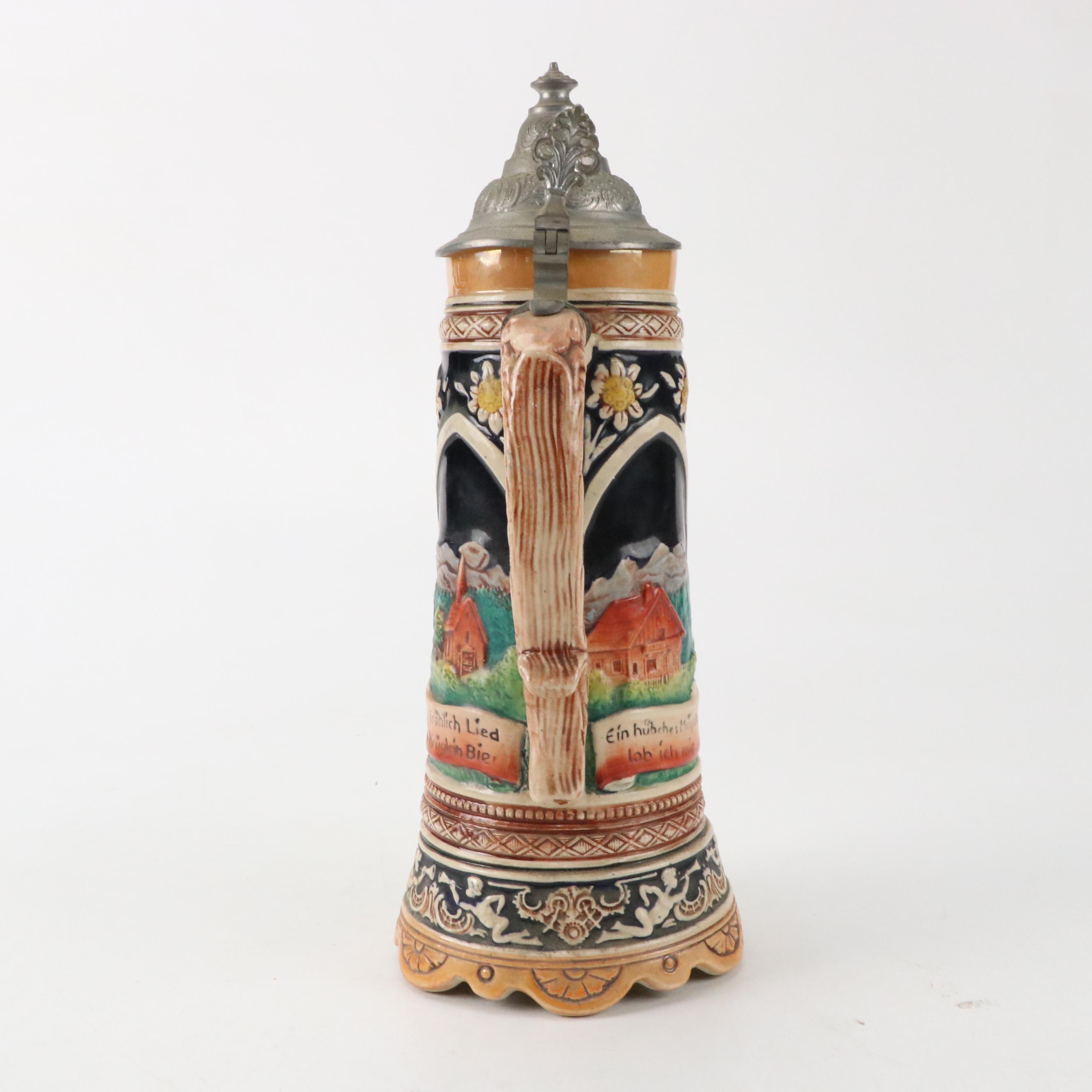 Hand-Painted Ceramic Beer Stein with German Ceramic Beer Stein and More