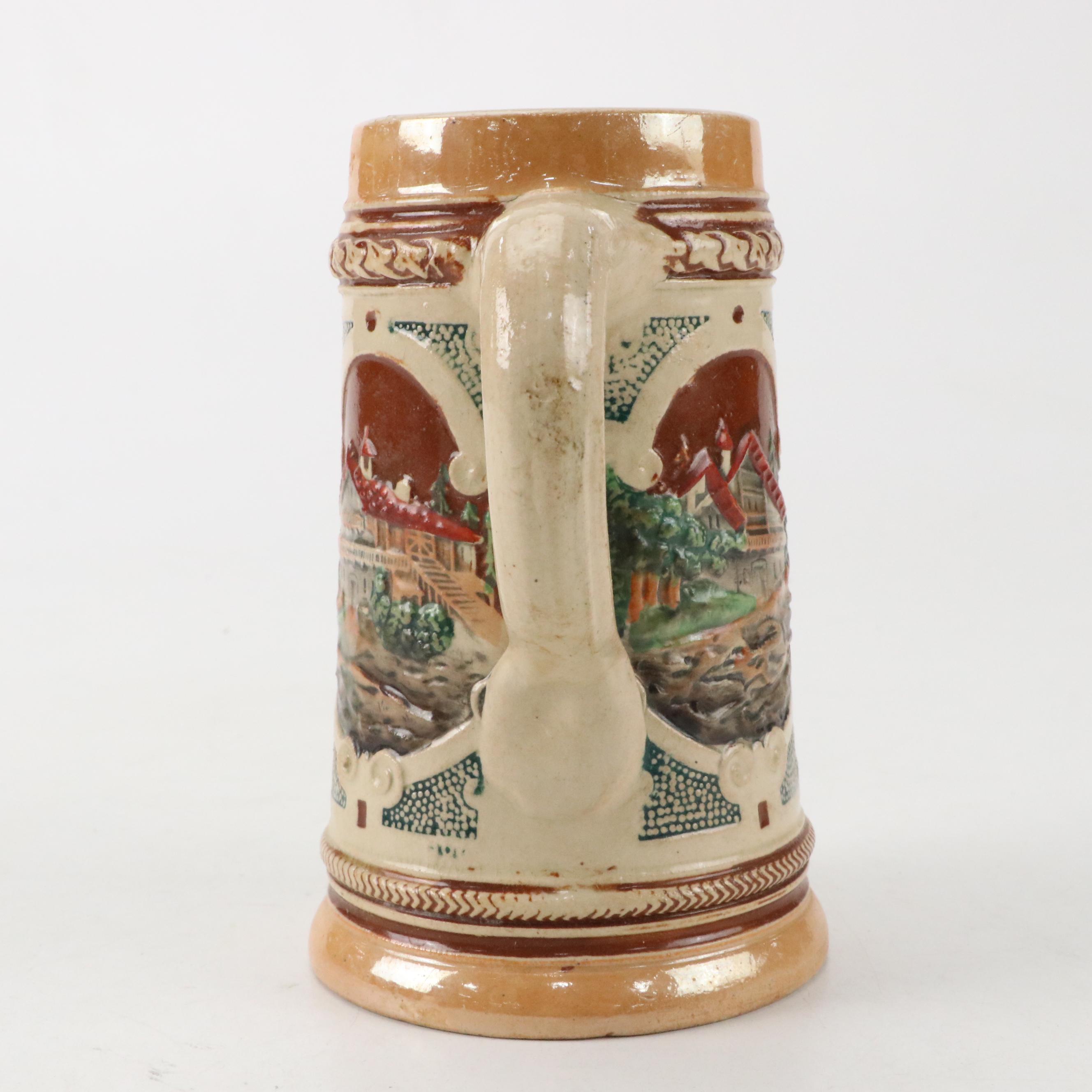 Hand-Painted Ceramic Beer Stein with German Ceramic Beer Stein and More