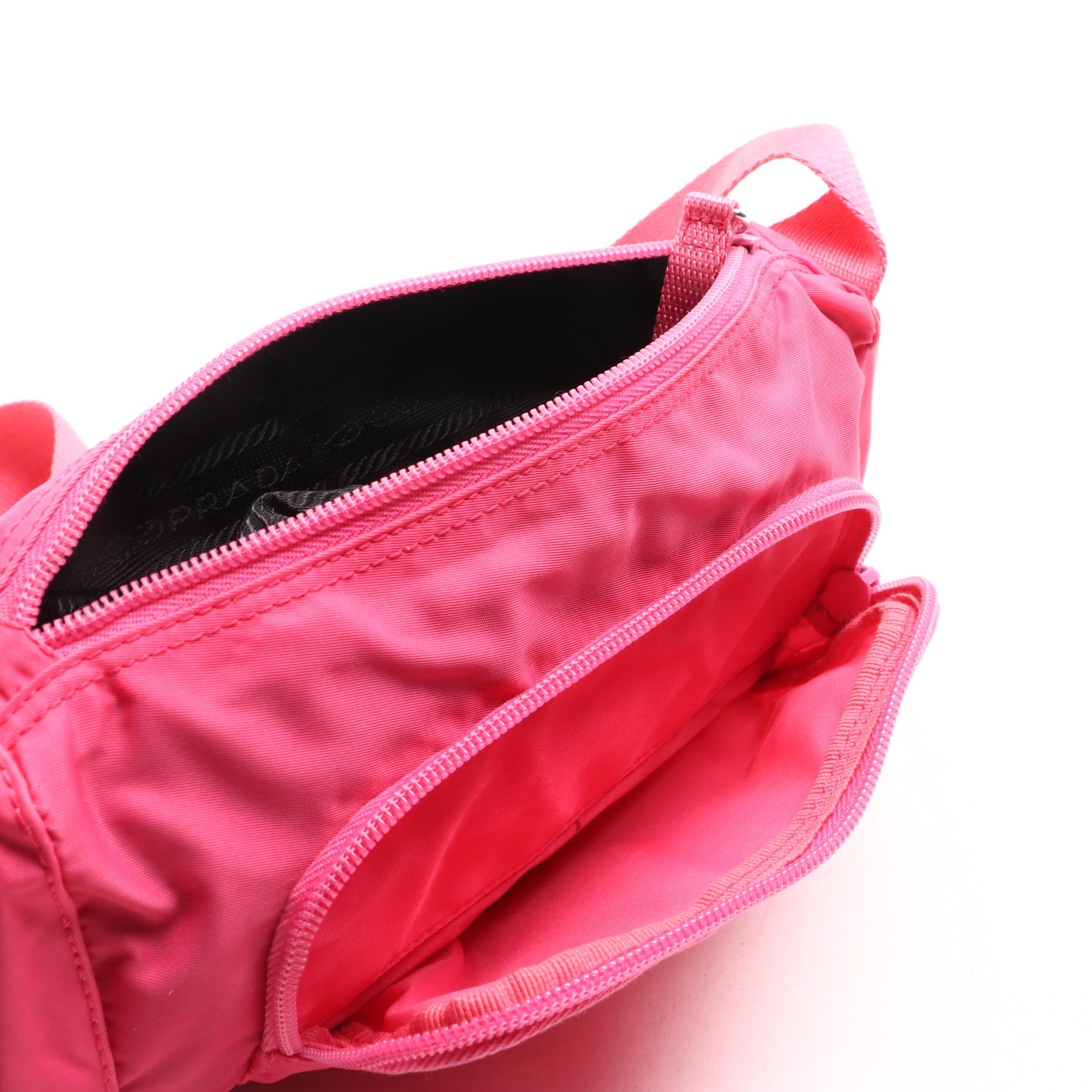 Prada Peony Pink Tessuto Nylon Buckle Flap-Front Messenger Bag