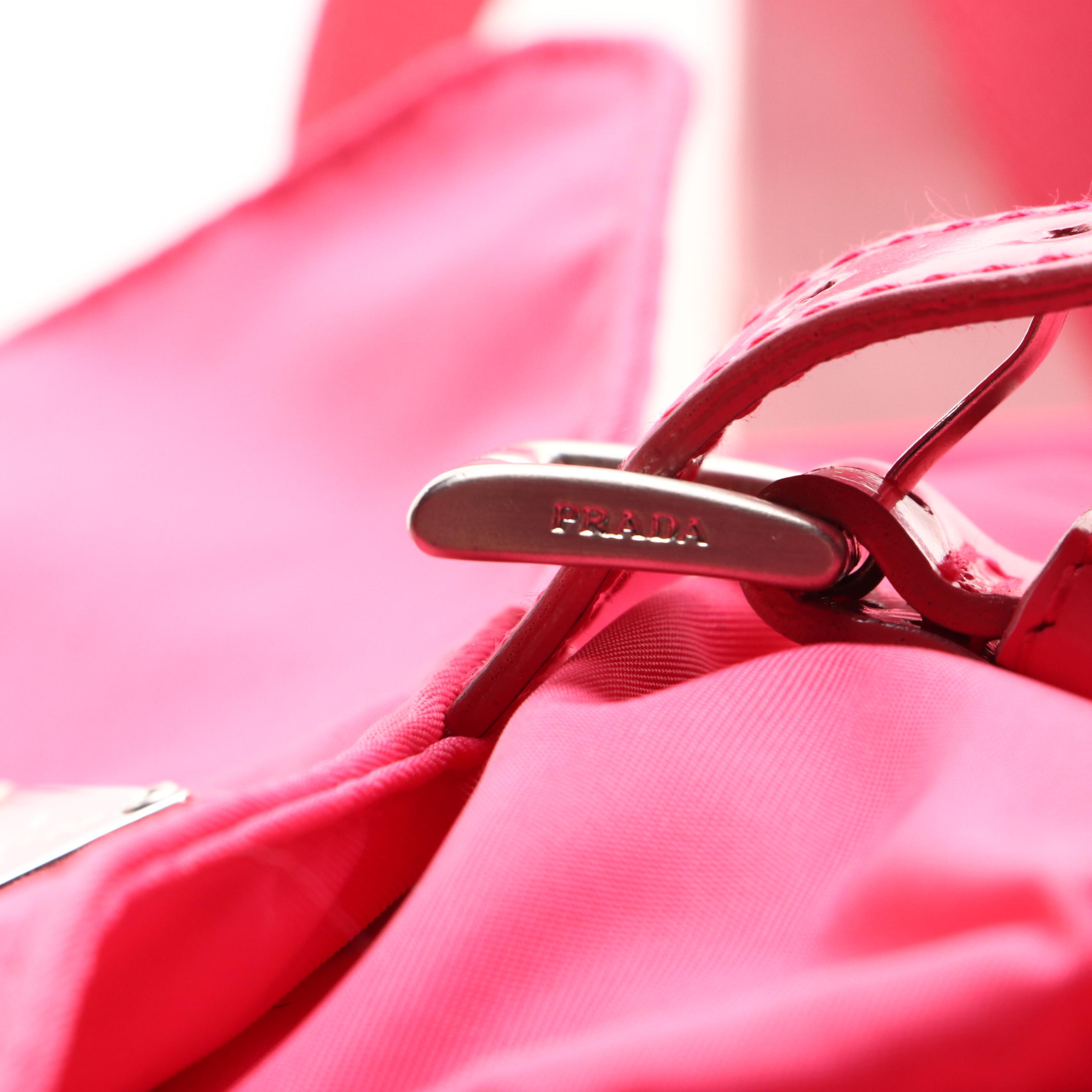 Prada Peony Pink Tessuto Nylon Buckle Flap-Front Messenger Bag