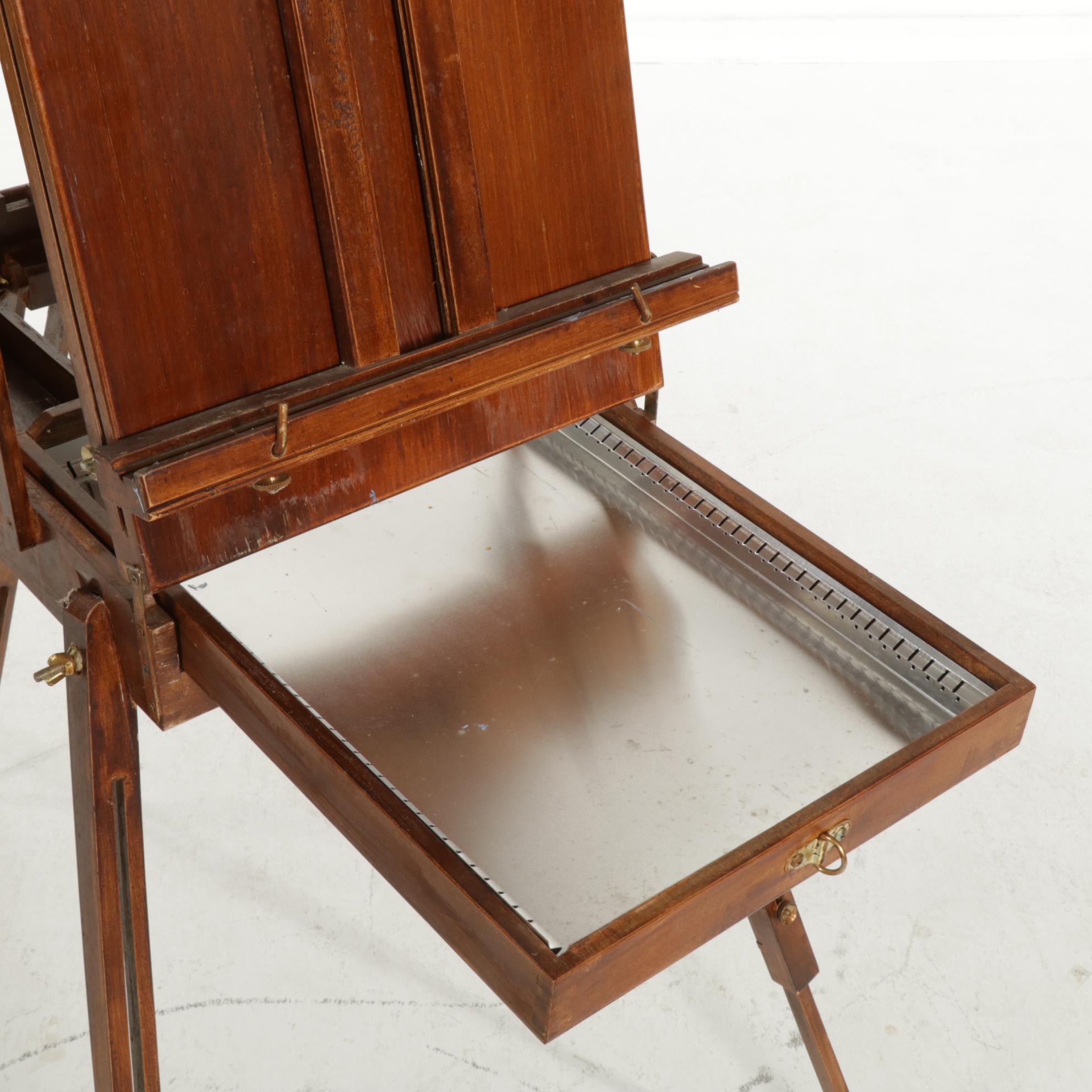 French Style Wooden Brass-Mounted Collapsible Sketch Easel