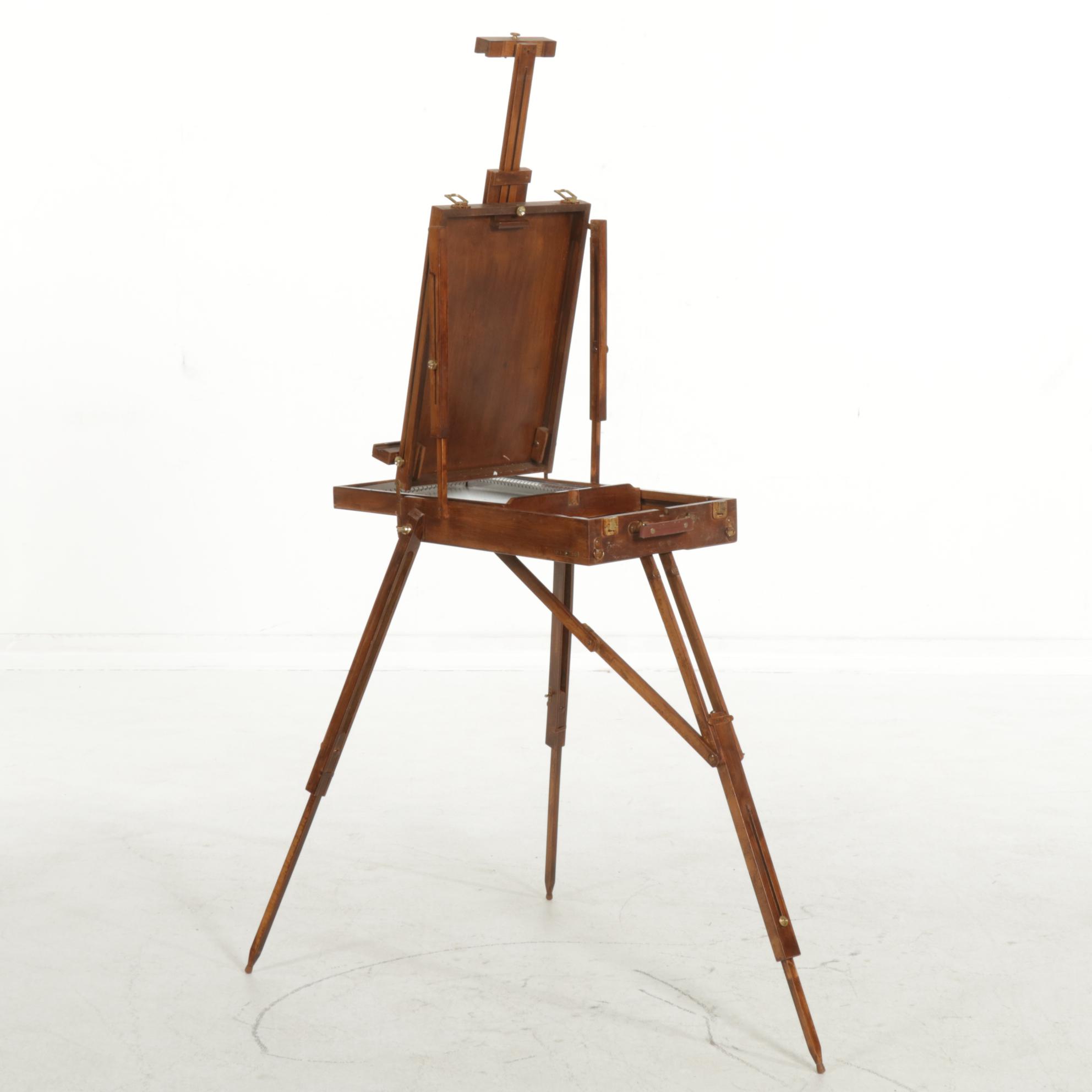 French Style Wooden Brass-Mounted Collapsible Sketch Easel