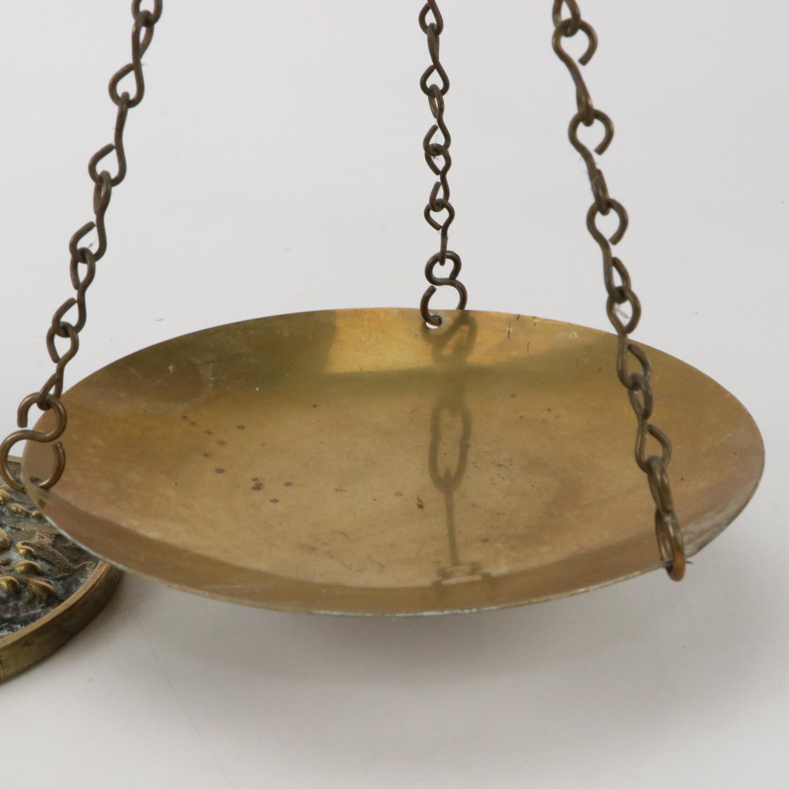 Brass Decorative Balance Scale, Cast Brass Figurines and Baldwin Brass Napkins