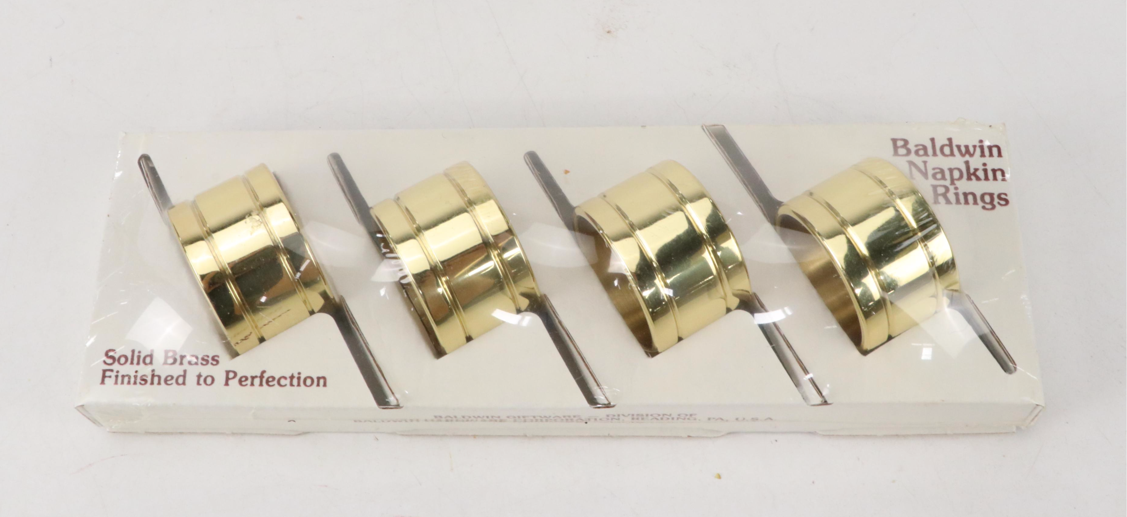 Brass Decorative Balance Scale, Cast Brass Figurines and Baldwin Brass Napkins