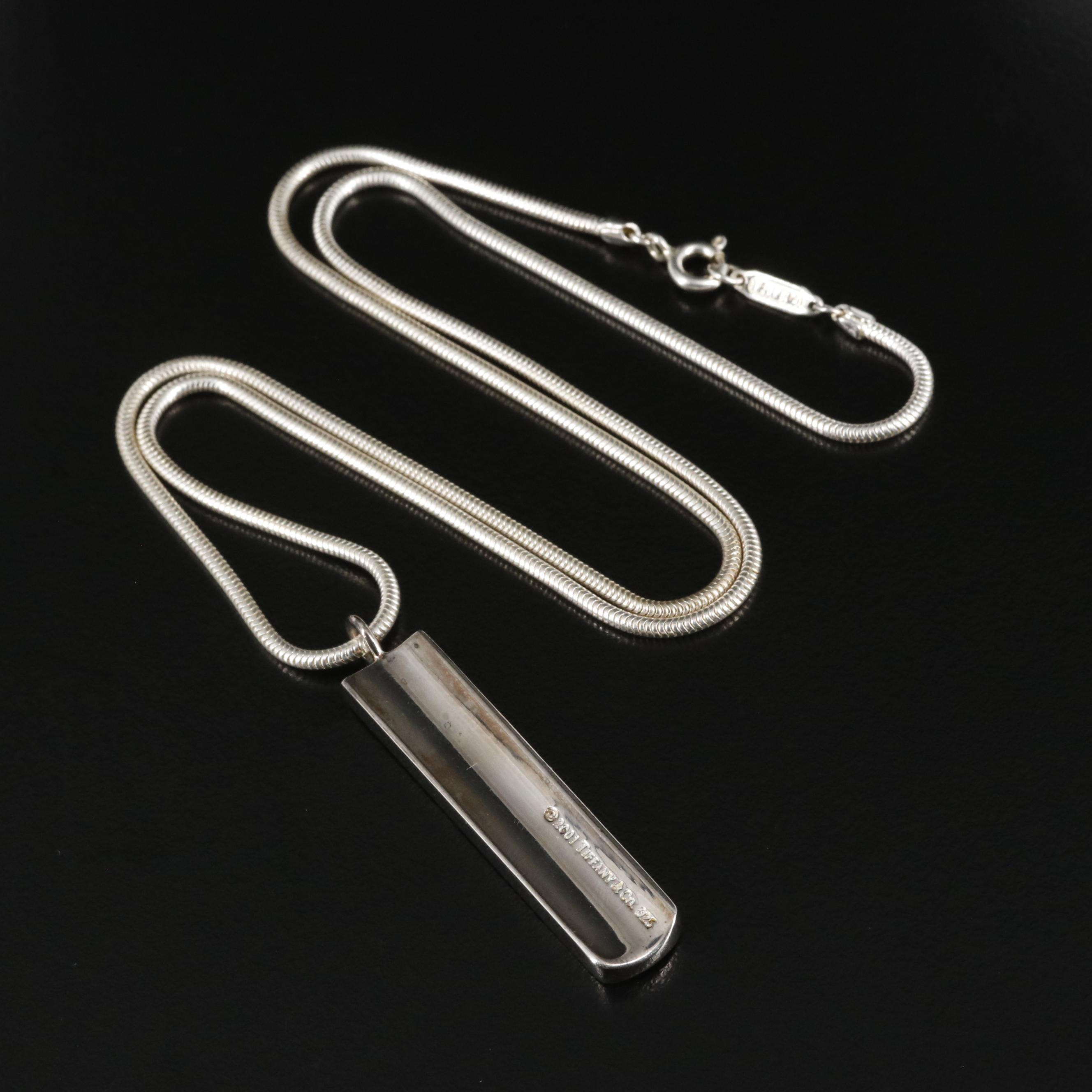 Tiffany & Co. "1837" Sterling Bar Pendant Necklace