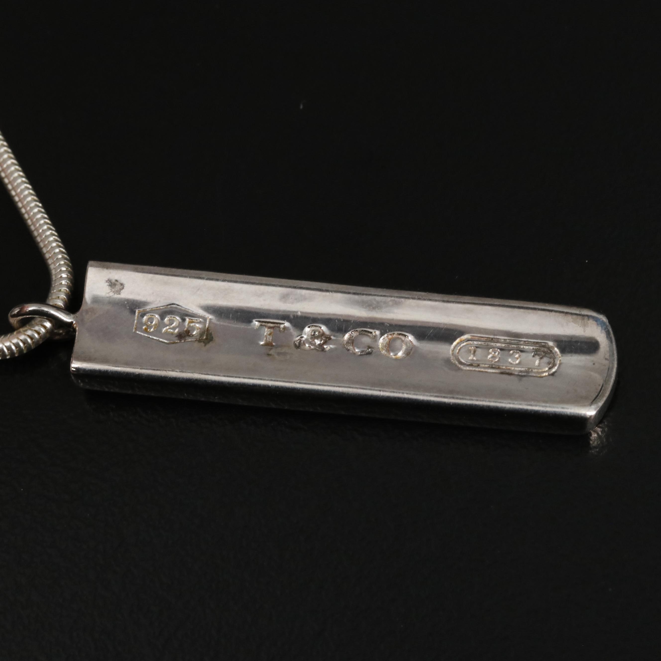 Tiffany & Co. "1837" Sterling Bar Pendant Necklace