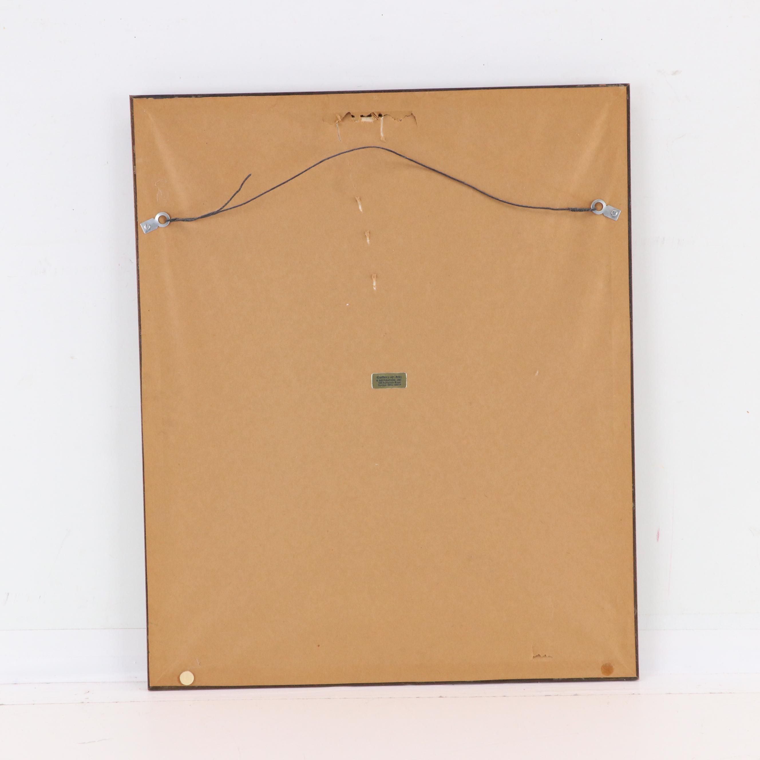 Gouache Painting of Street Scene with Figures