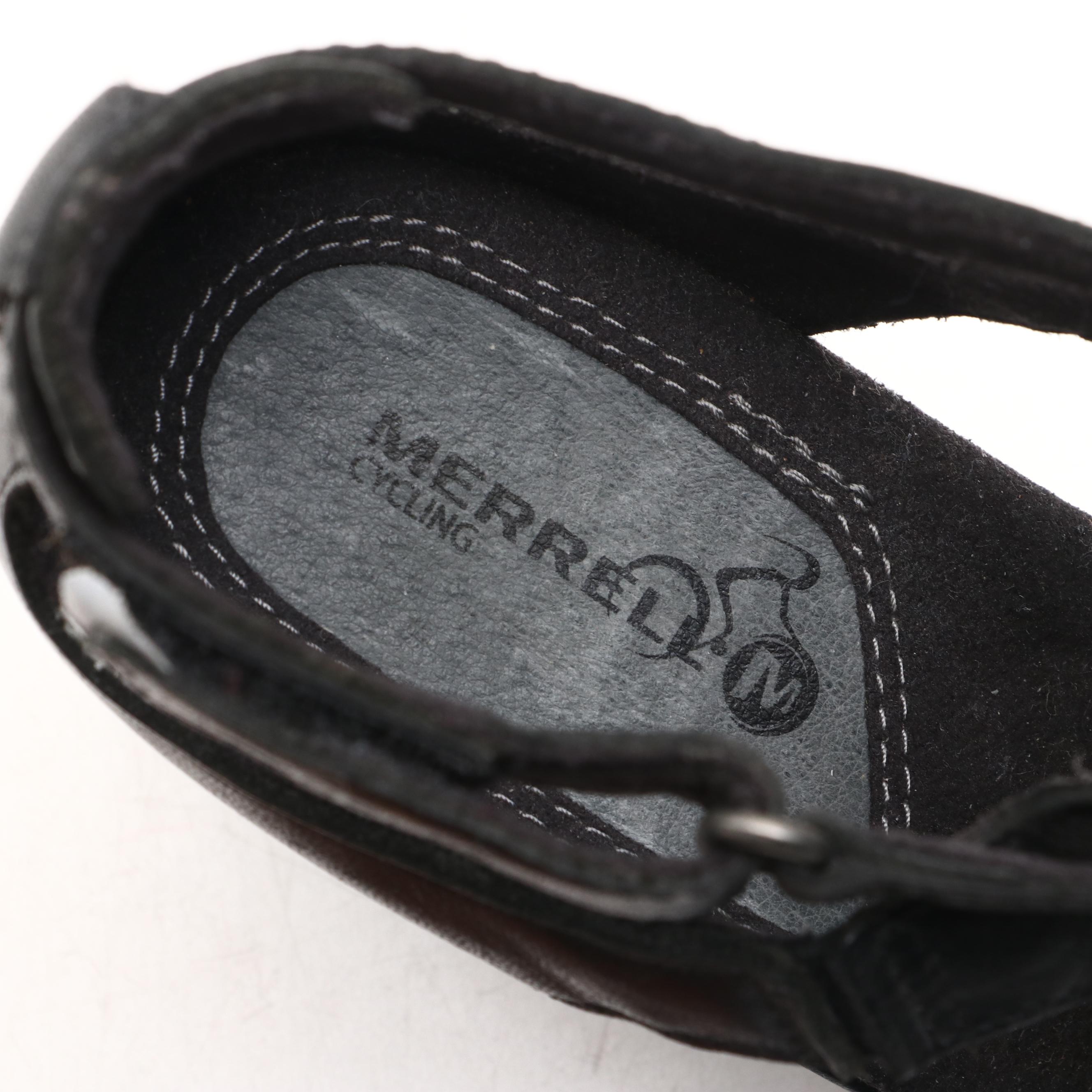 Merrill Tan and Black Leather and Rubber-Heeled Slingback Shoes