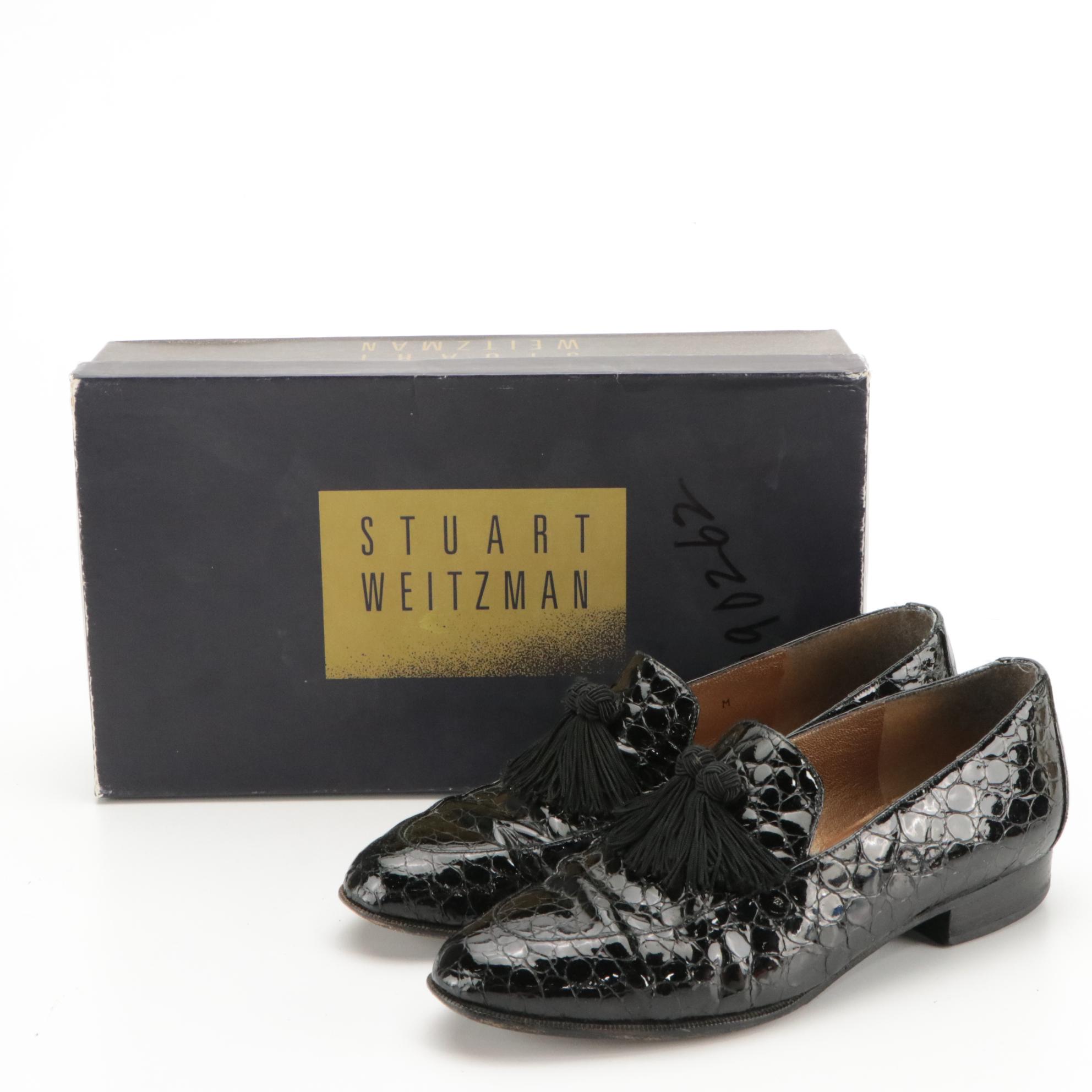 stuart weitzman patent leather loafers
